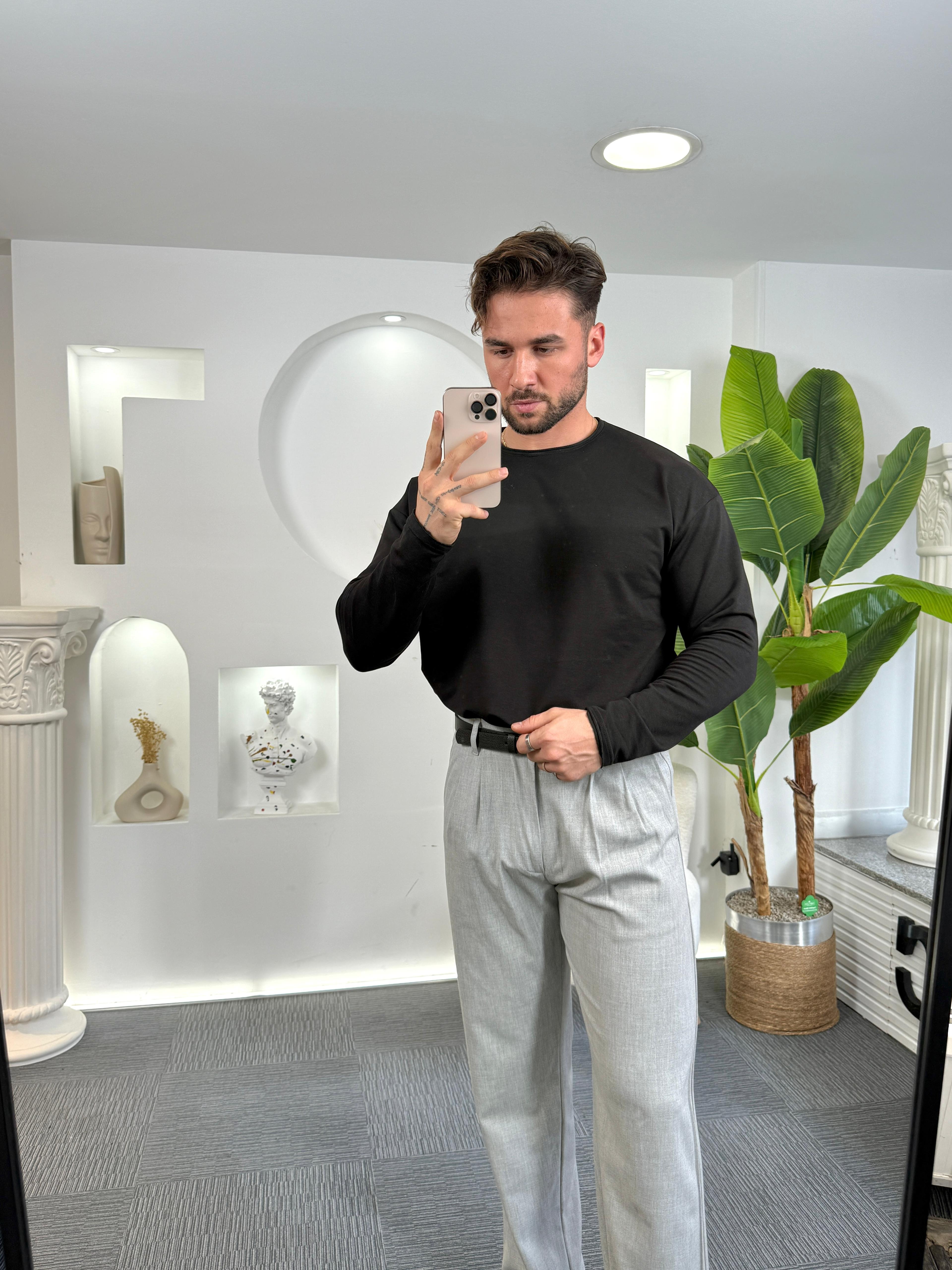 Siyah Basic Regular Fit Badi