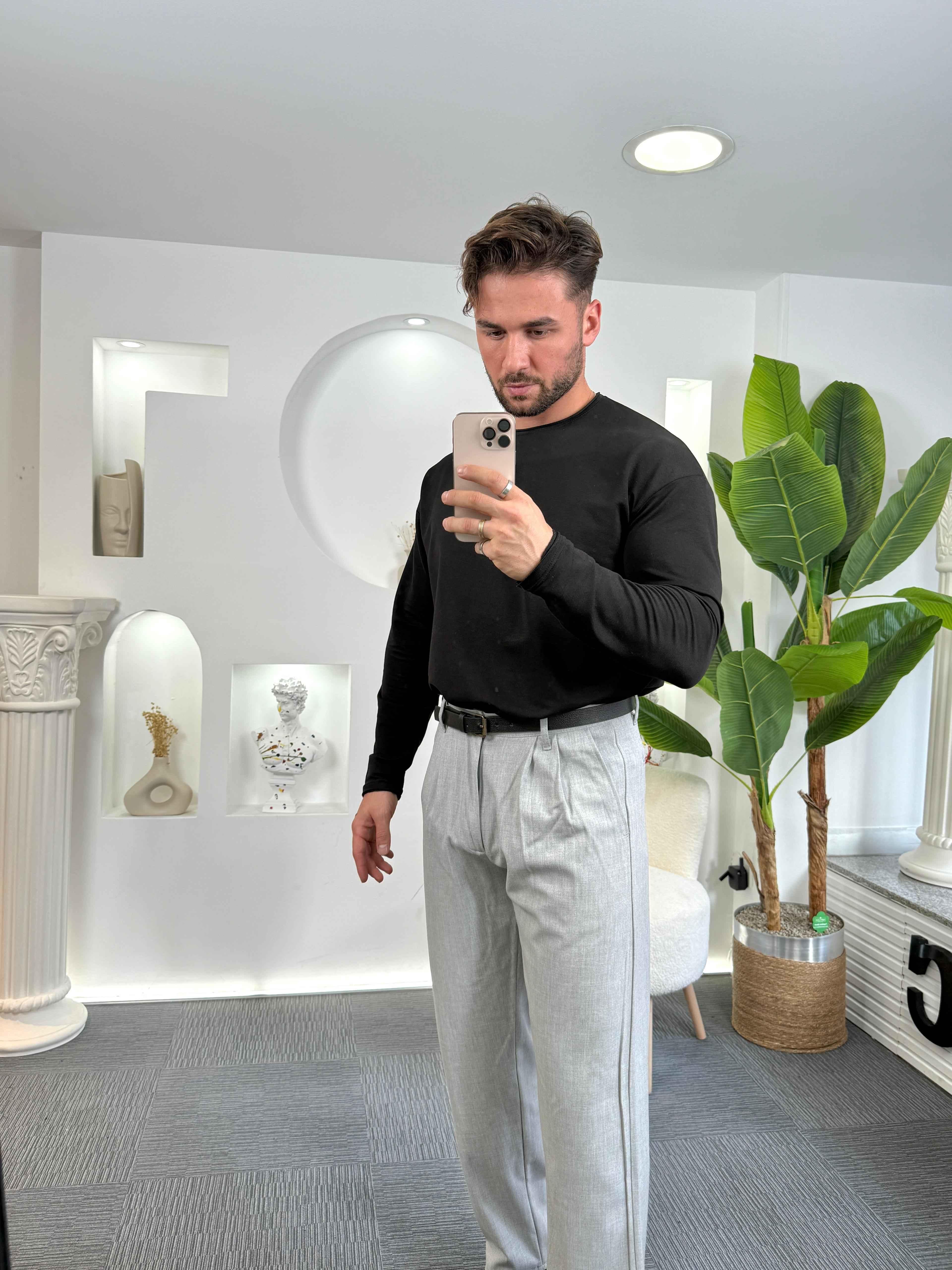 Siyah Basic Regular Fit Badi