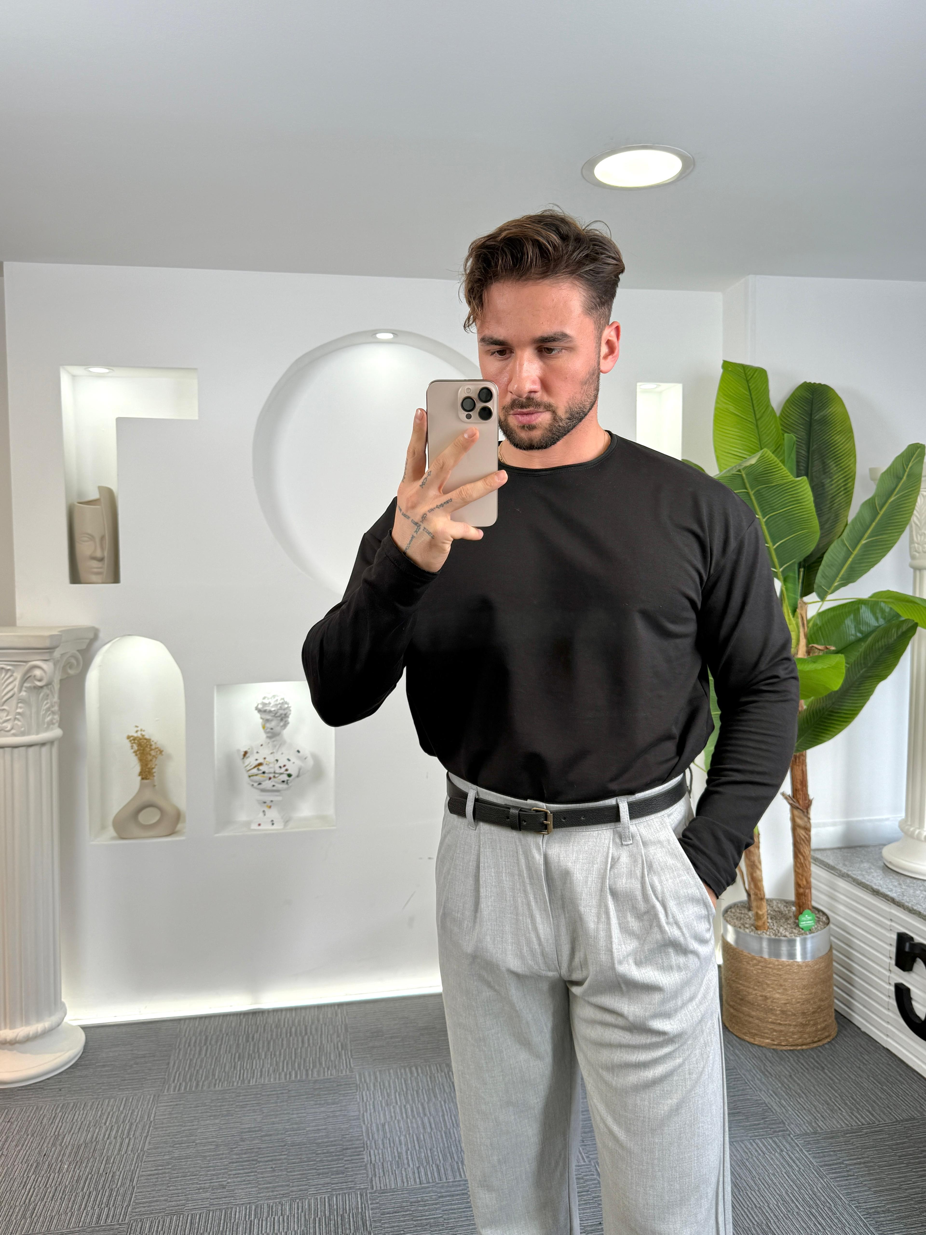 Siyah Basic Regular Fit Badi