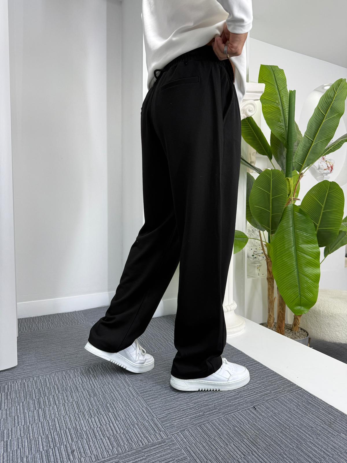 Siyah GG Baggy Gabardin Pantolon