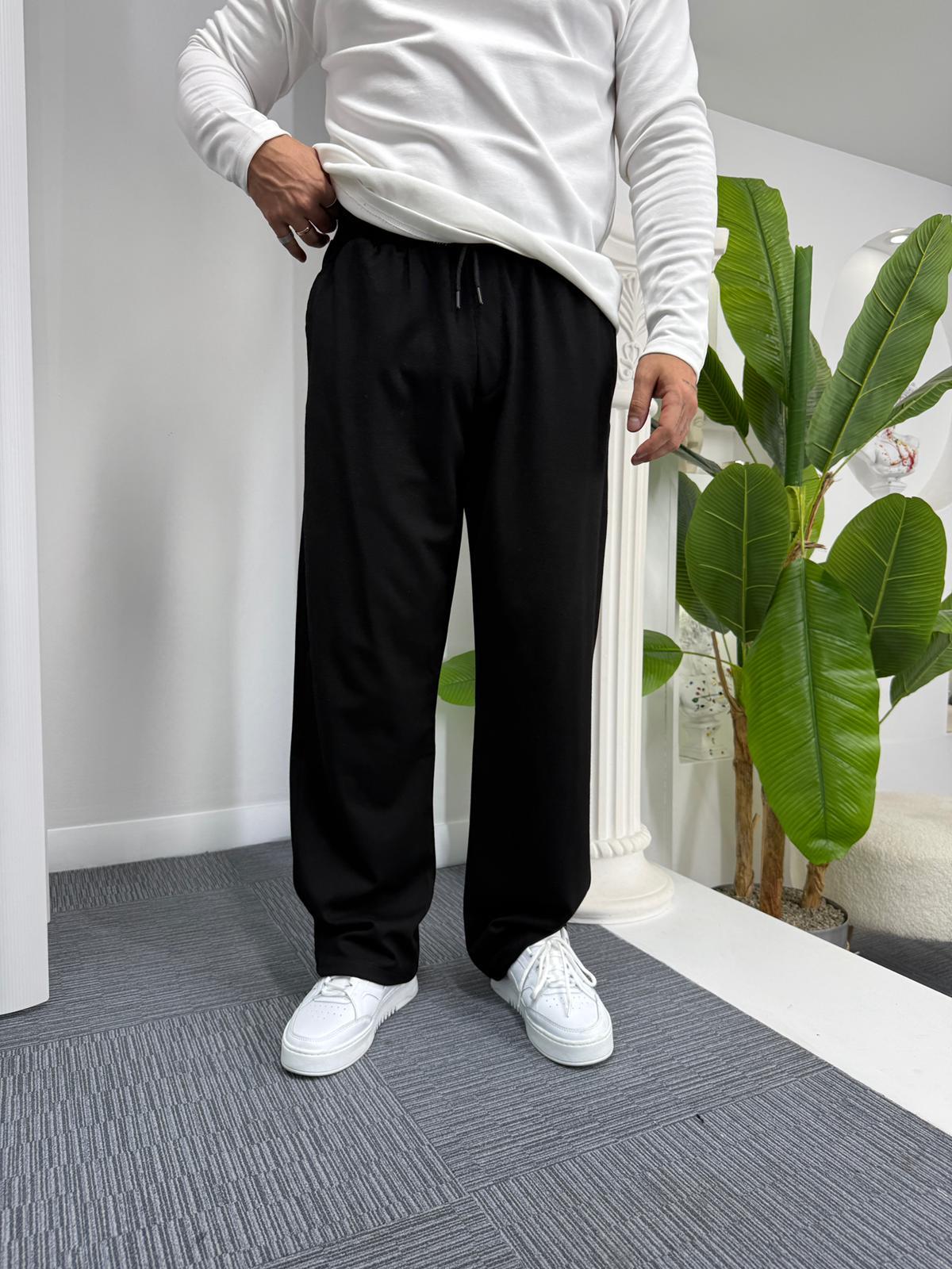 Siyah GG Baggy Gabardin Pantolon