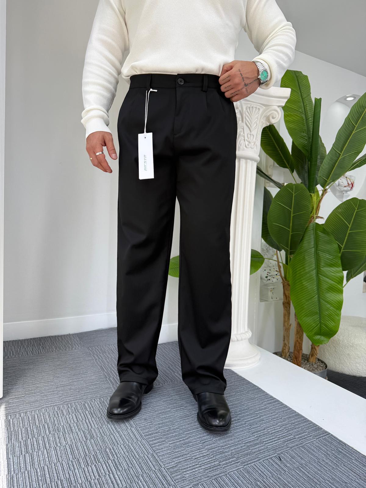Siyah GG Premium Baggy Kumaş Pantolon