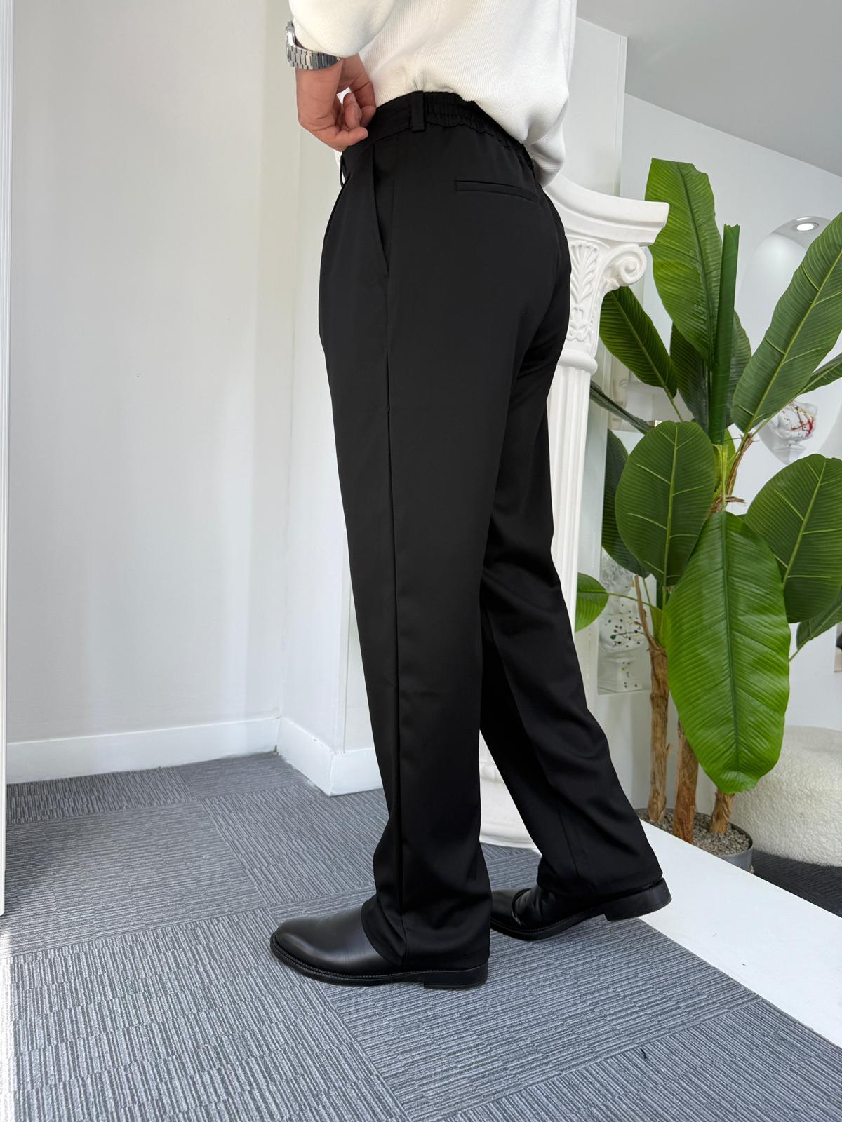 Siyah GG Premium Baggy Kumaş Pantolon