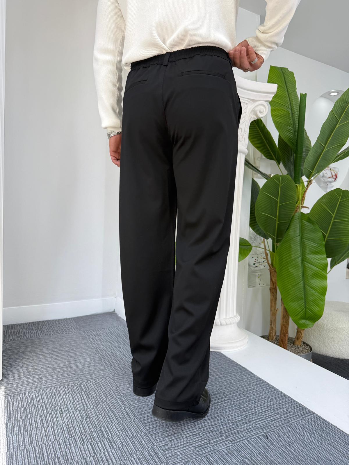 Siyah GG Premium Baggy Kumaş Pantolon