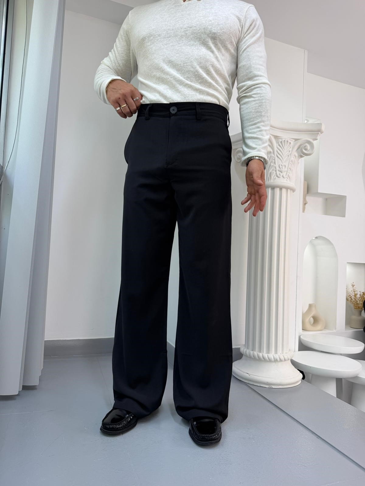 Siyah GG Twill Flare Kumaş Pantolon
