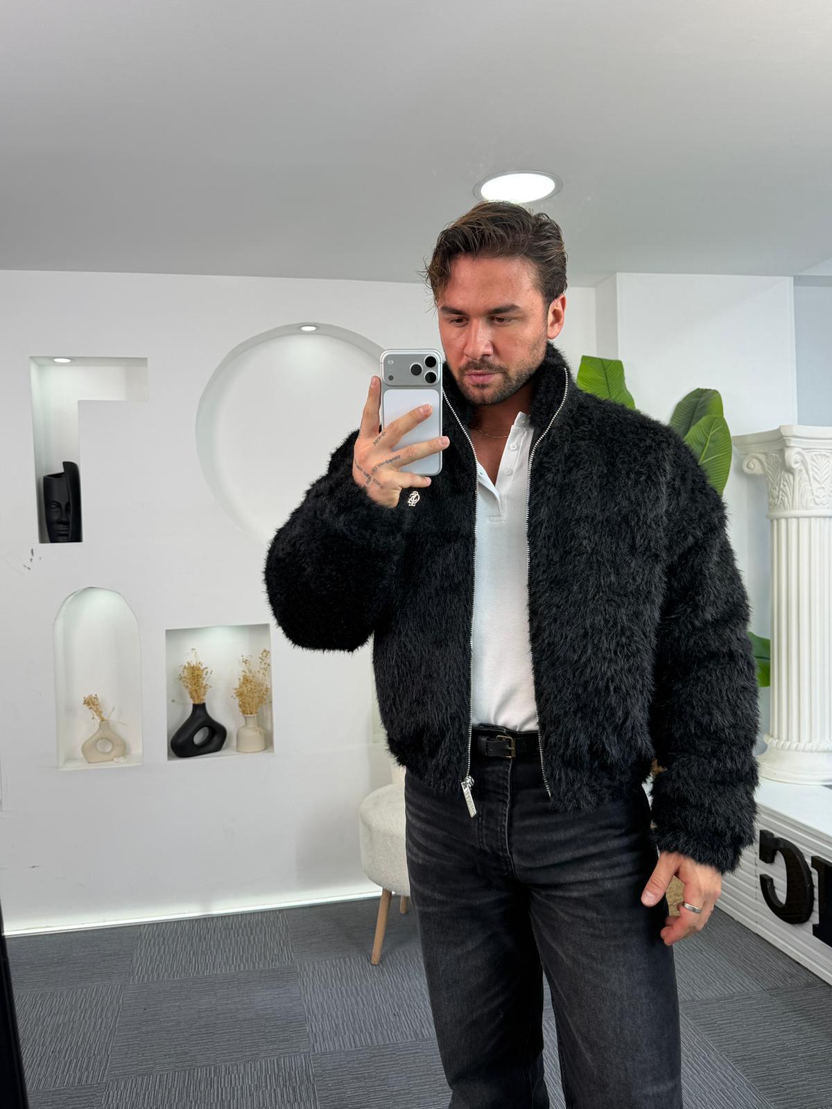 Siyah Giesto Peluş Mont
