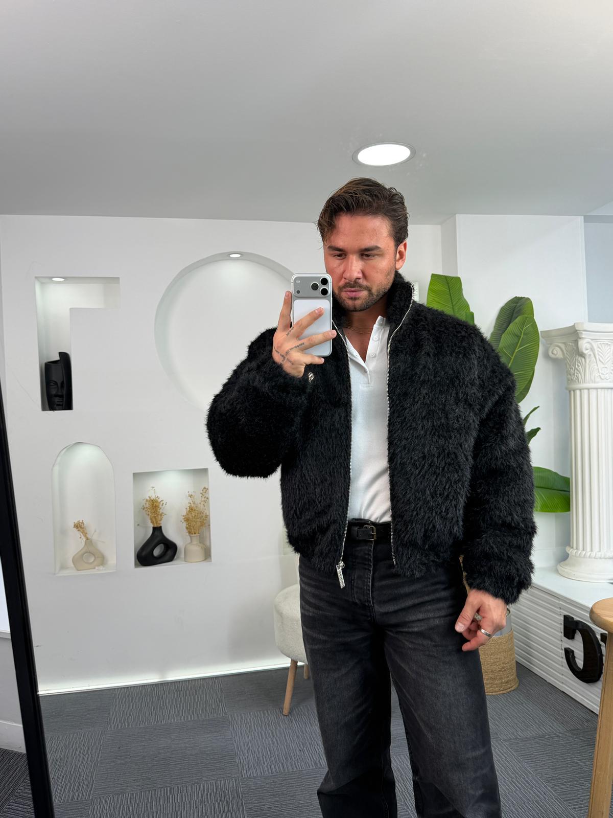 Siyah Giesto Peluş Mont