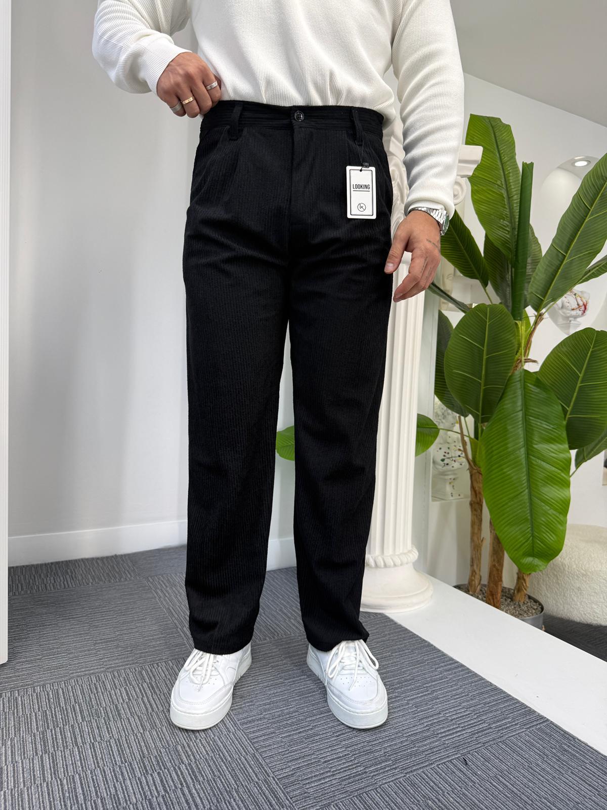 Siyah LK Kadife Baggy Pantolon