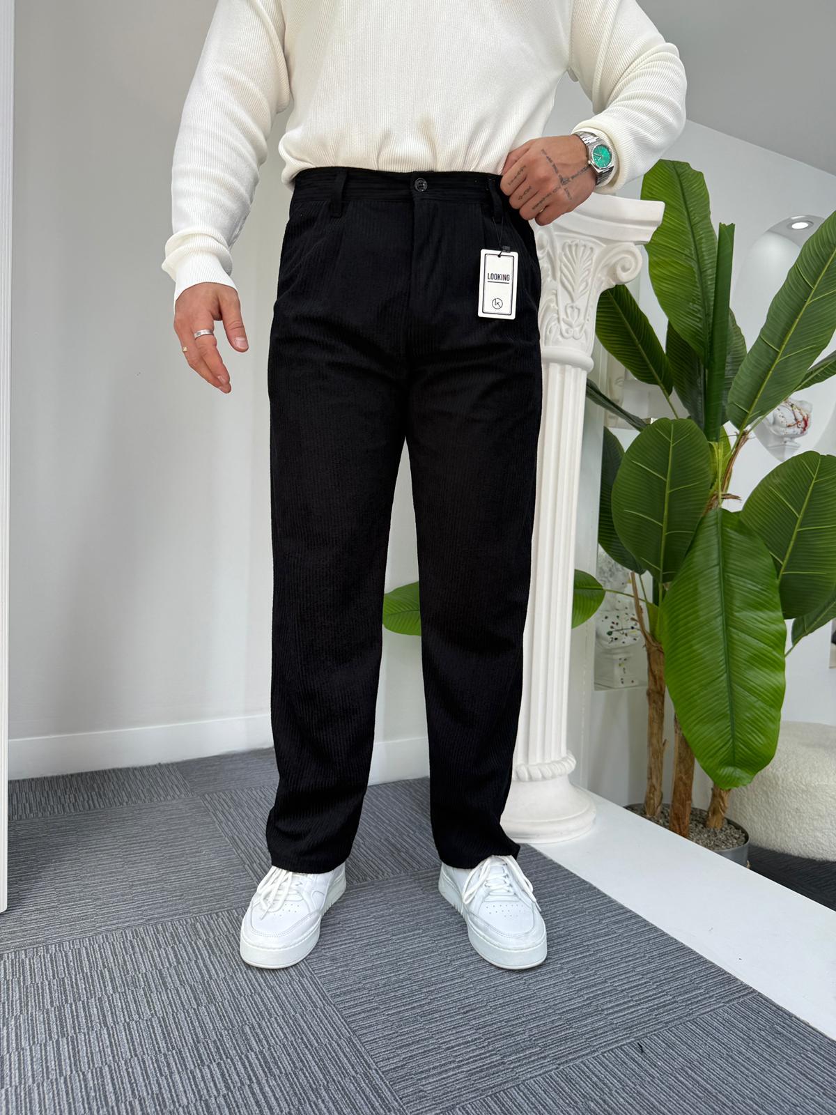 Siyah LK Kadife Baggy Pantolon