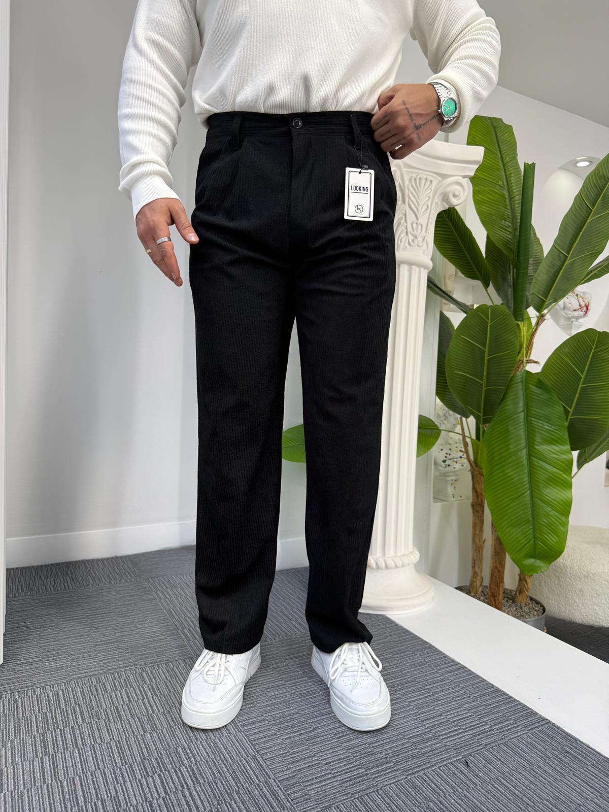 Siyah LK Kadife Baggy Pantolon