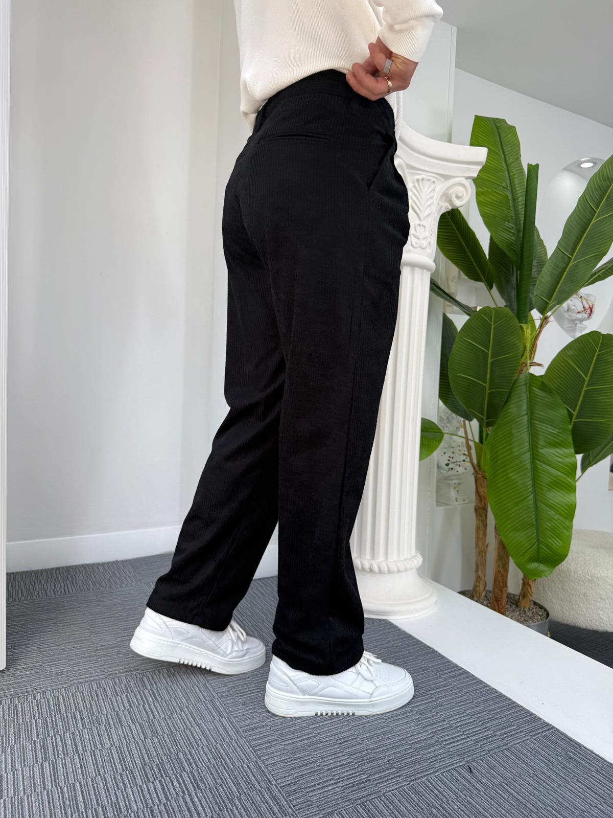 Siyah LK Kadife Baggy Pantolon