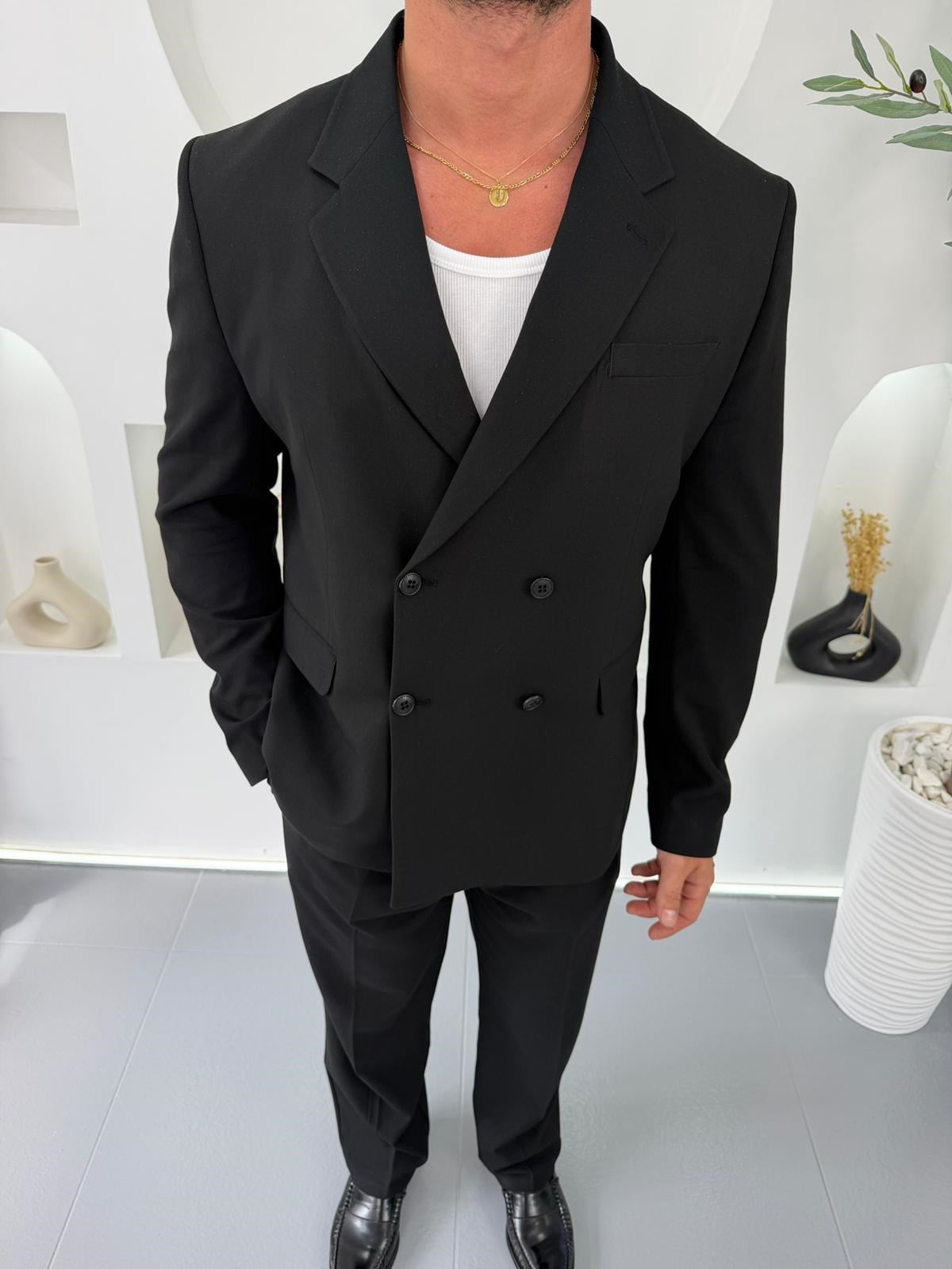 Siyah LK Oversize Kruvaze Takım
