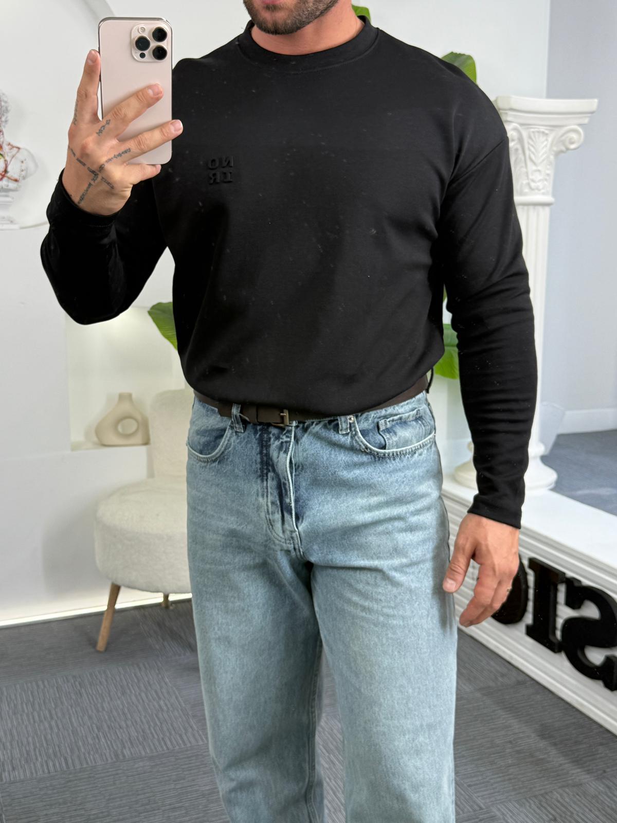 Siyah Mr Noir Oversize Sweat