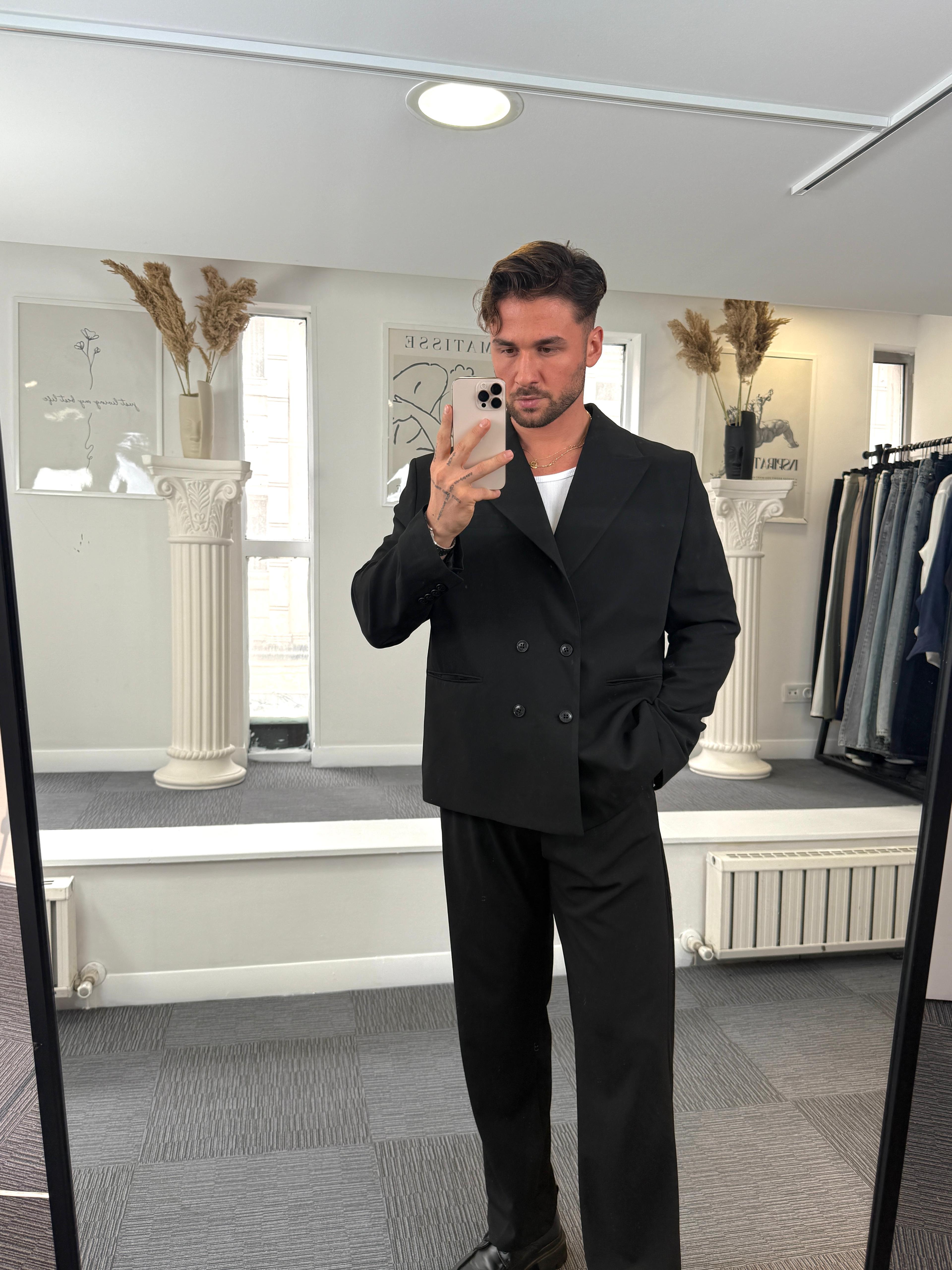 Siyah Oversize Kruvaze Takım