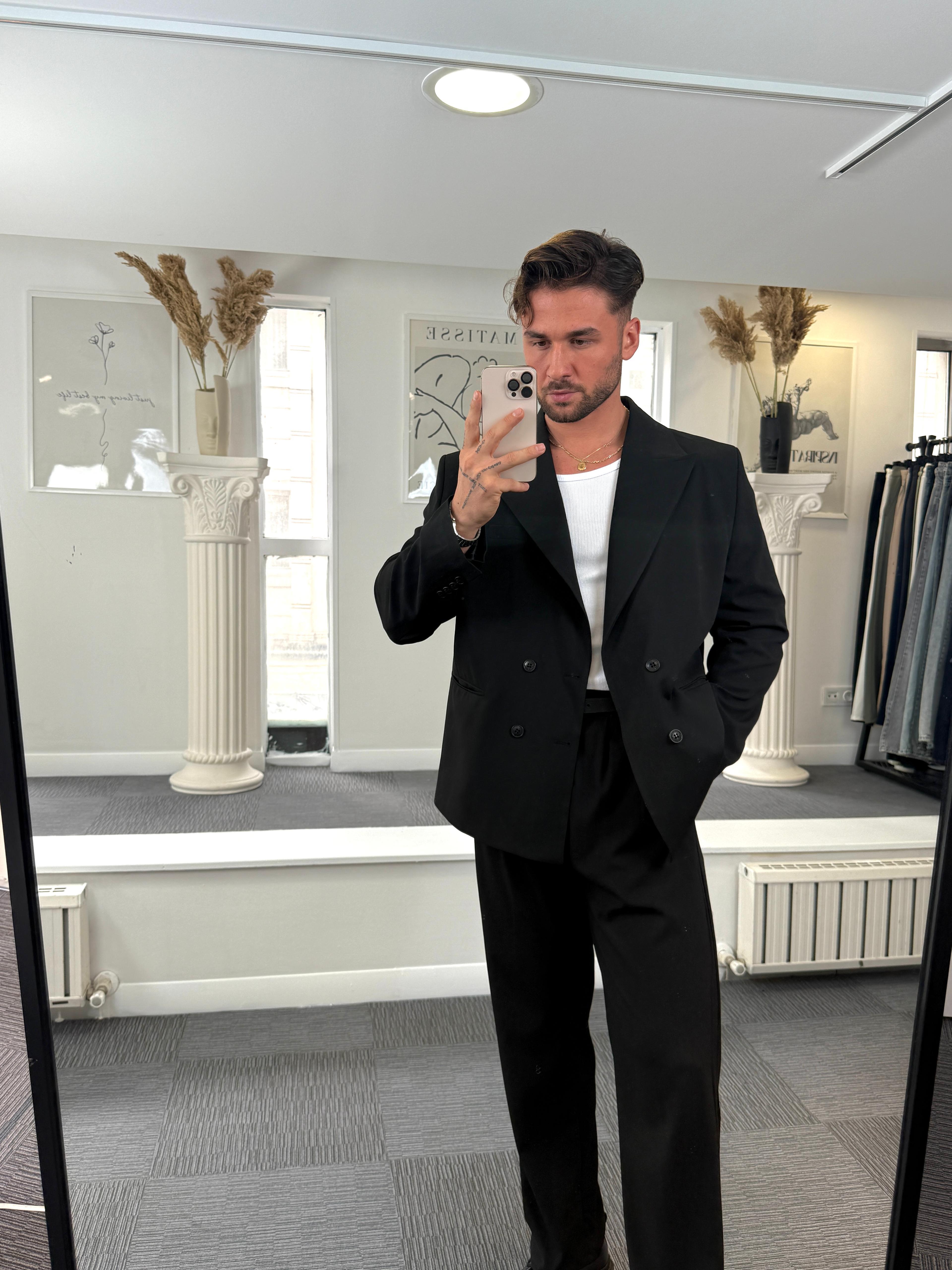 Siyah Oversize Kruvaze Takım