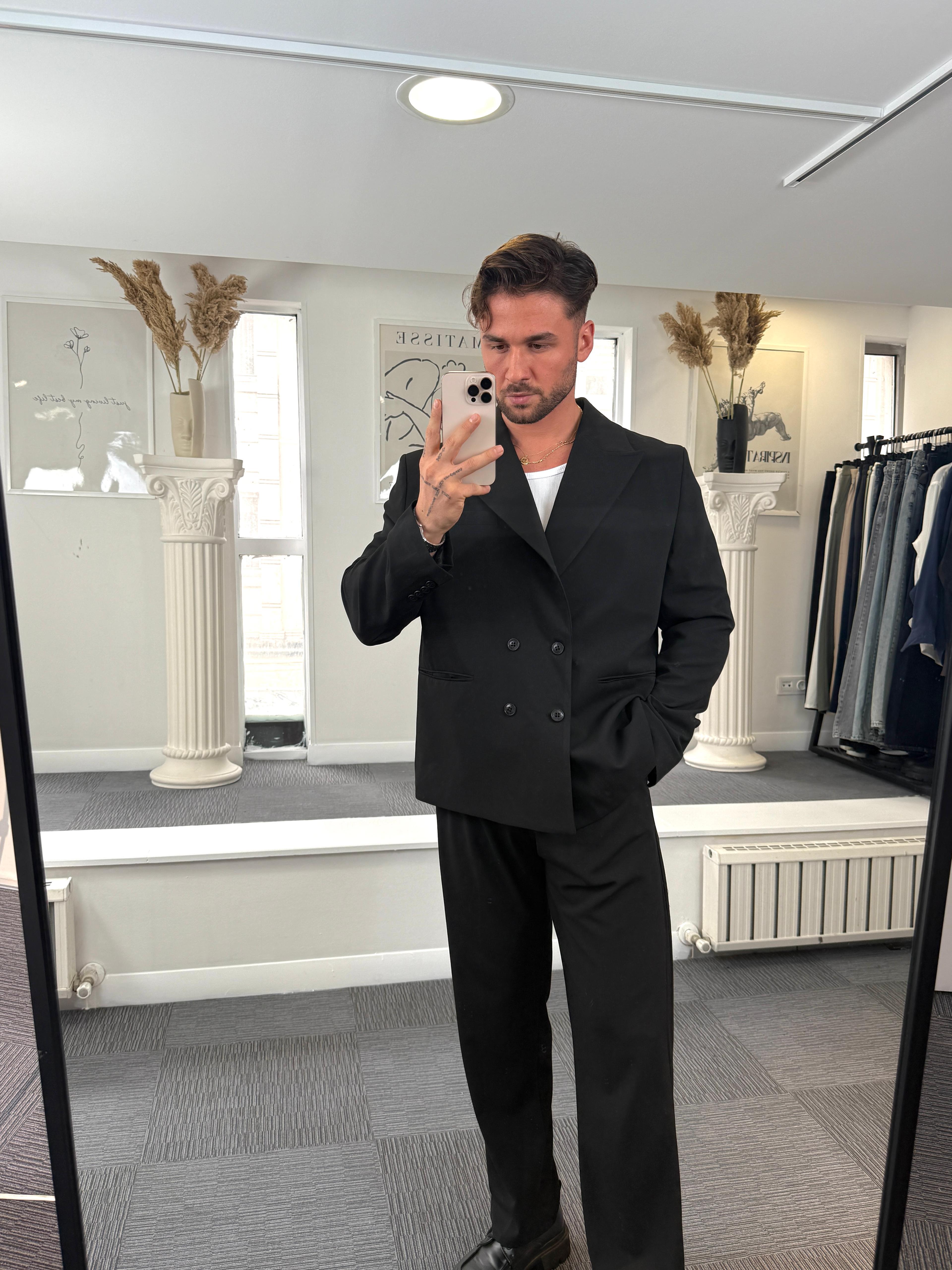 Siyah Oversize Kruvaze Takım