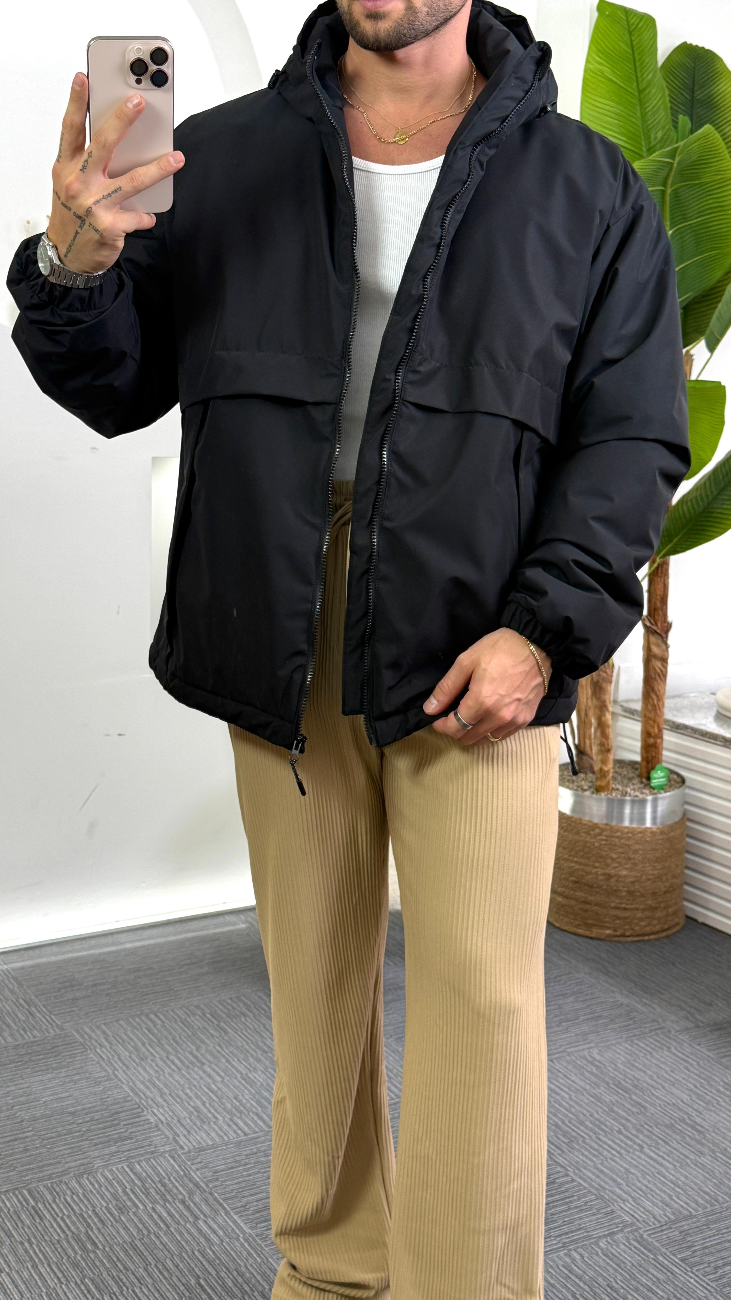 Siyah RL Oversize Şişme Mont