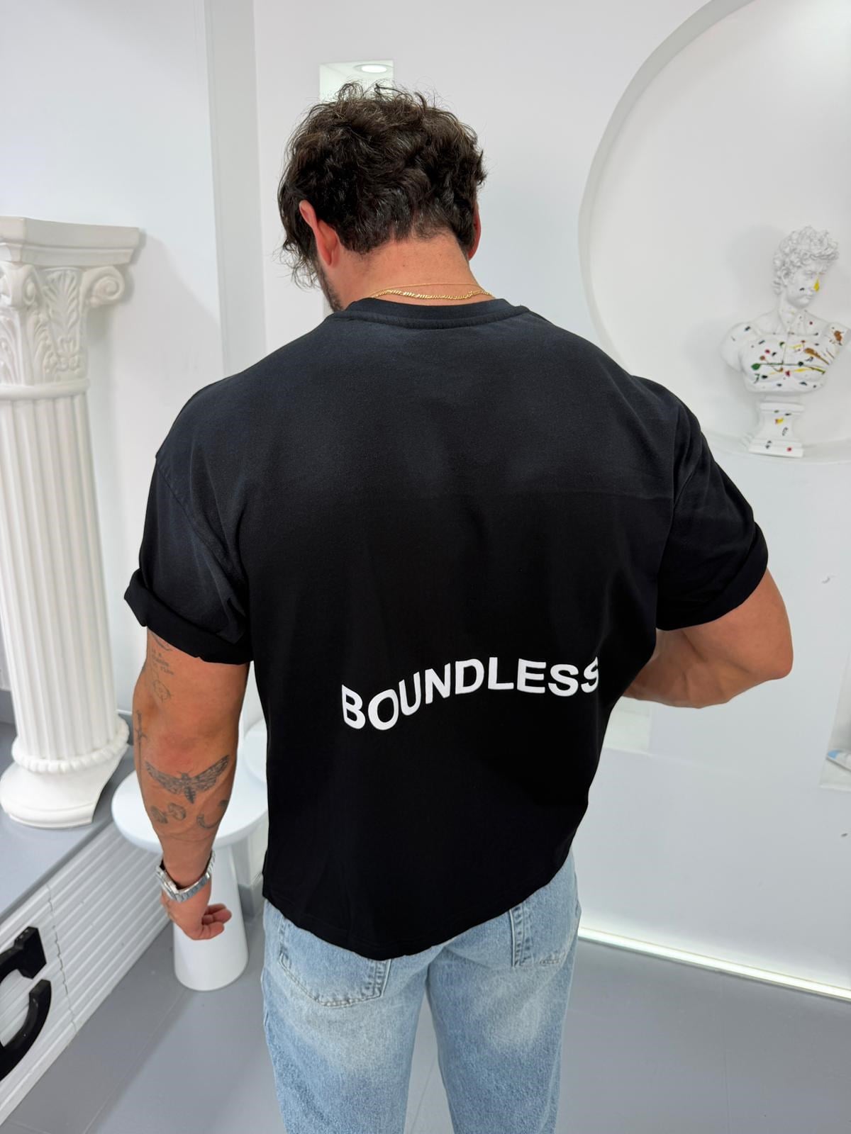 Siyah RL Yıkamalı Boundless Crop Fit Tshirt