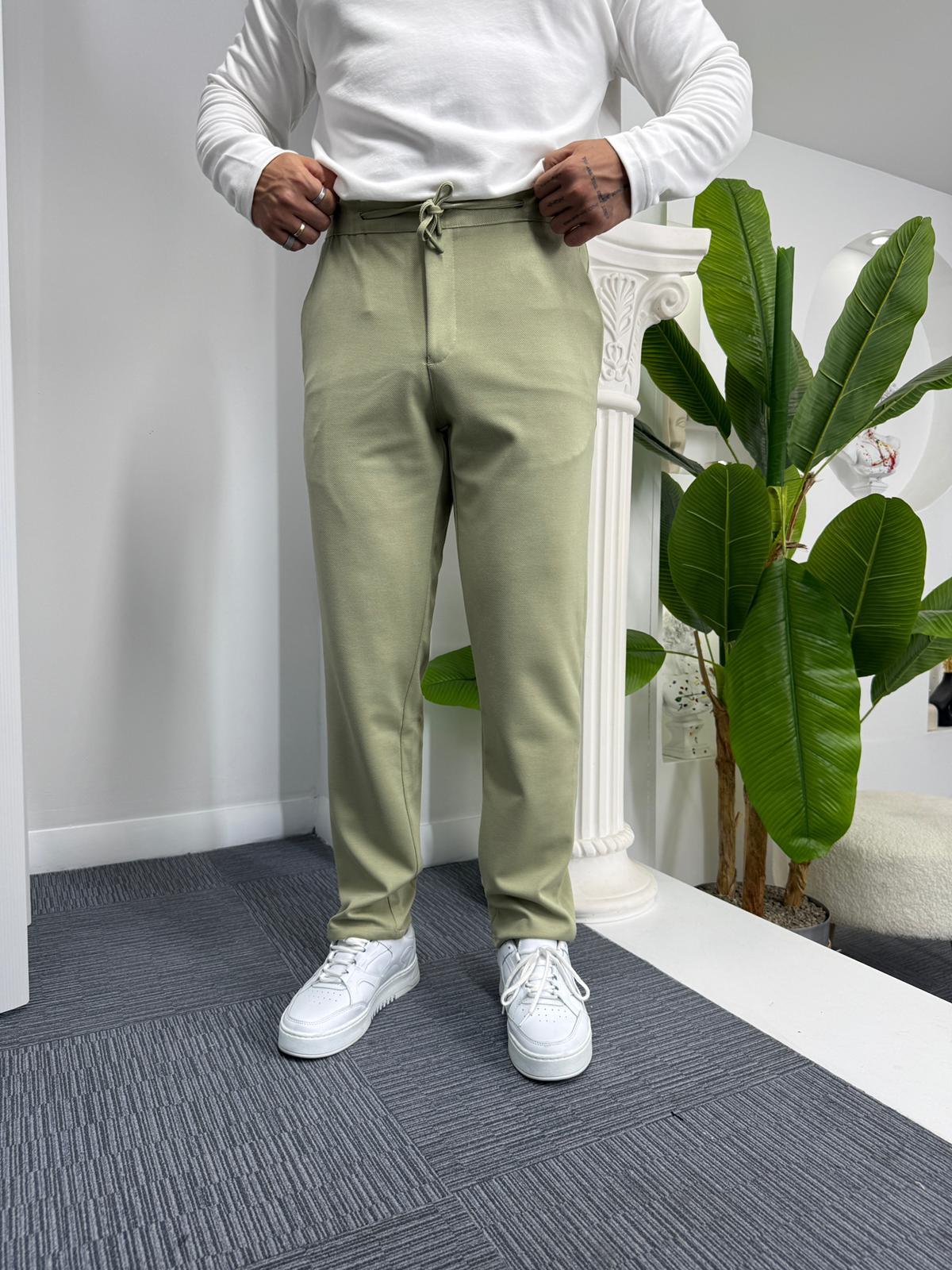 Su Yeşili GG Boyfriend Kalıp Gabardin Pantolon