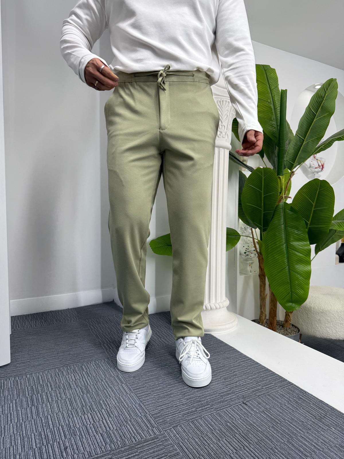 Su Yeşili GG Boyfriend Kalıp Gabardin Pantolon