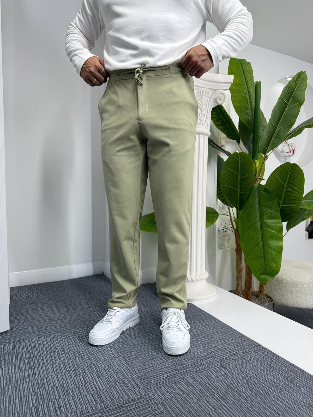 Su Yeşili GG Boyfriend Kalıp Gabardin Pantolon