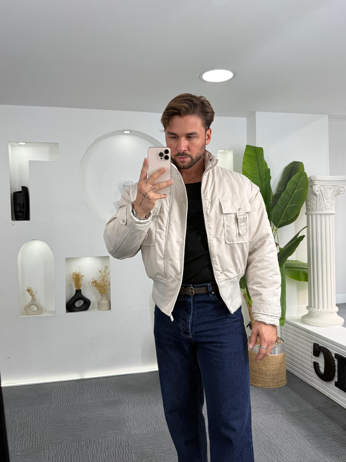 Taş Giesto Çift Cep Bomber Crop Ceket