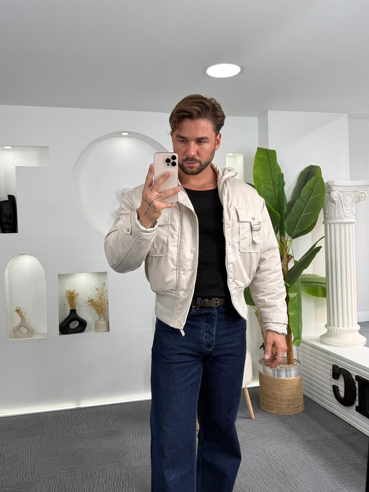 Taş Giesto Çift Cep Bomber Crop Ceket