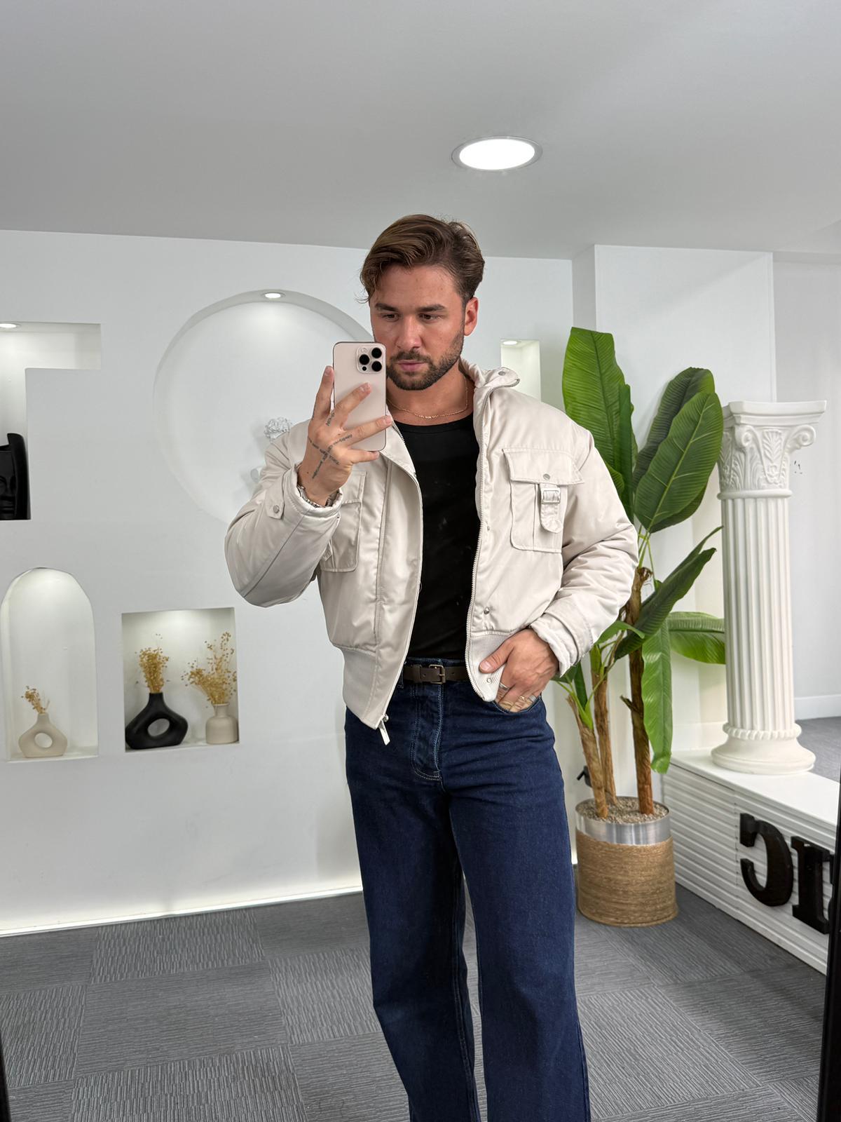 Taş Giesto Çift Cep Bomber Crop Ceket