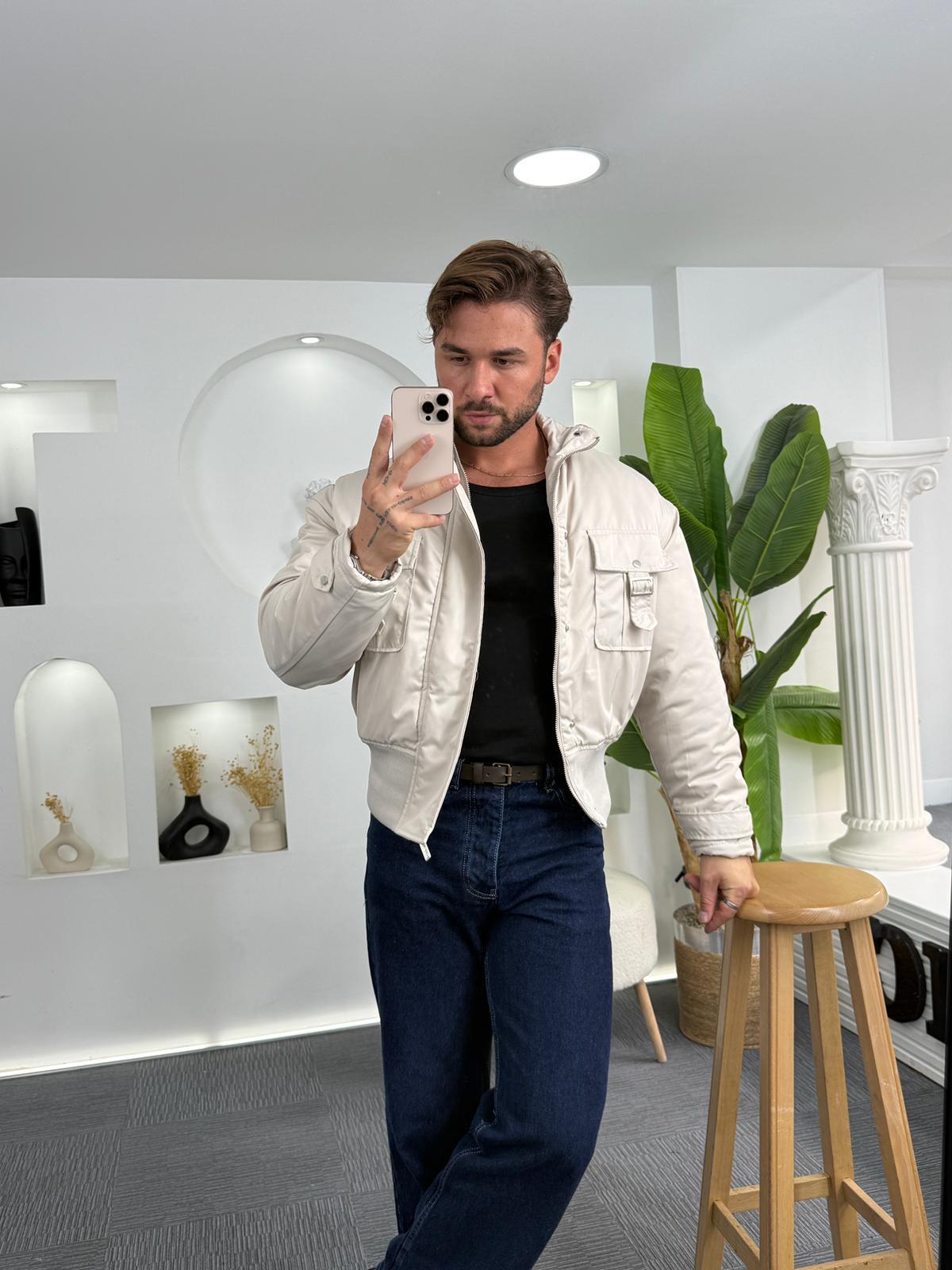 Taş Giesto Çift Cep Bomber Crop Ceket