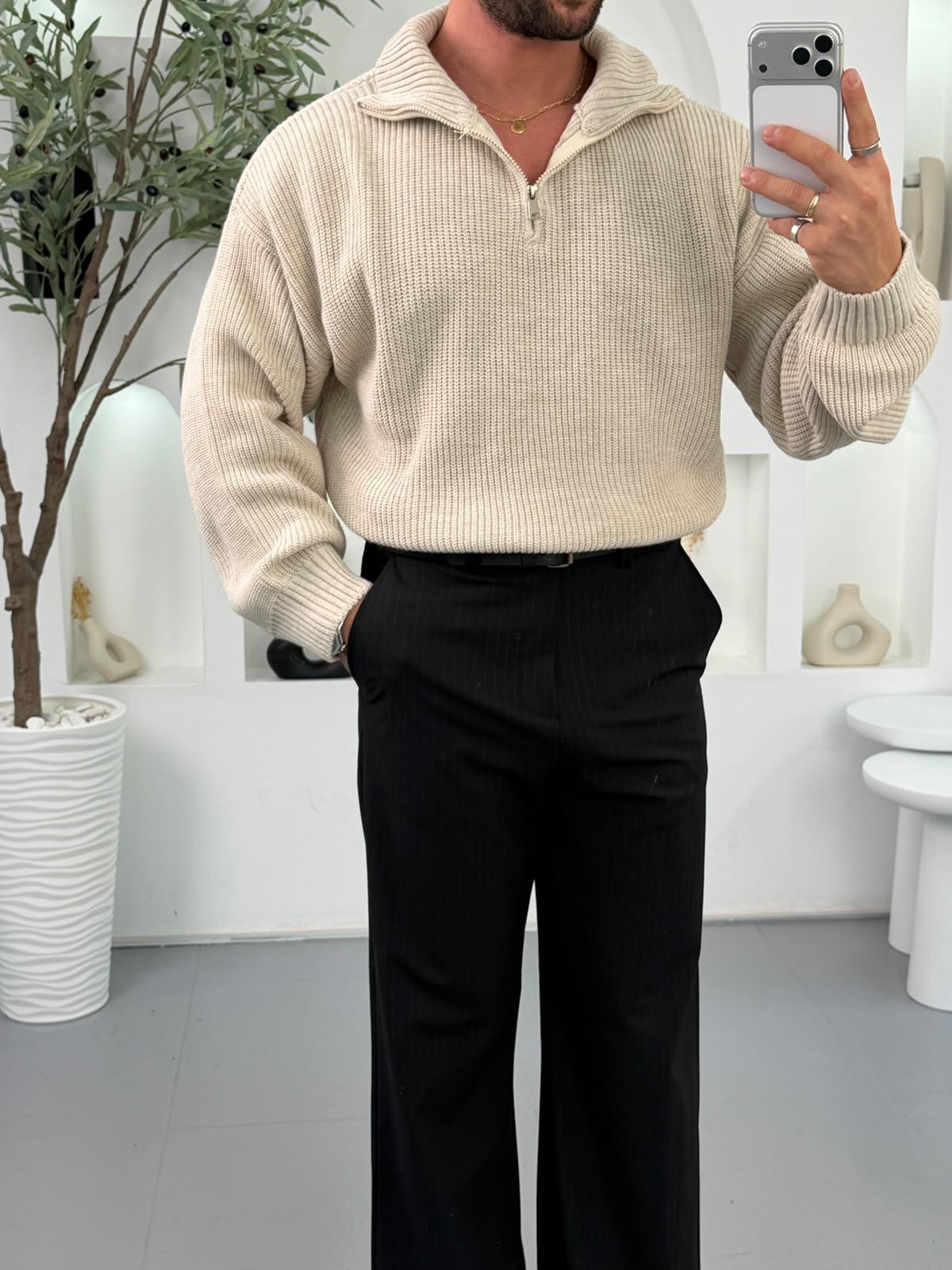 Taş RL Fermuarlı Oversize Triko