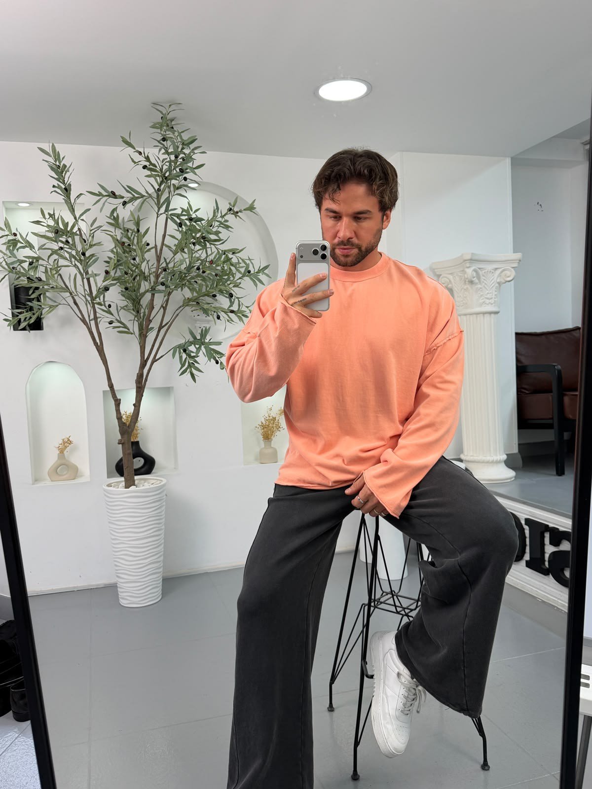 Yavruağzı KN Yıkamalı Oversize Sweatshirt