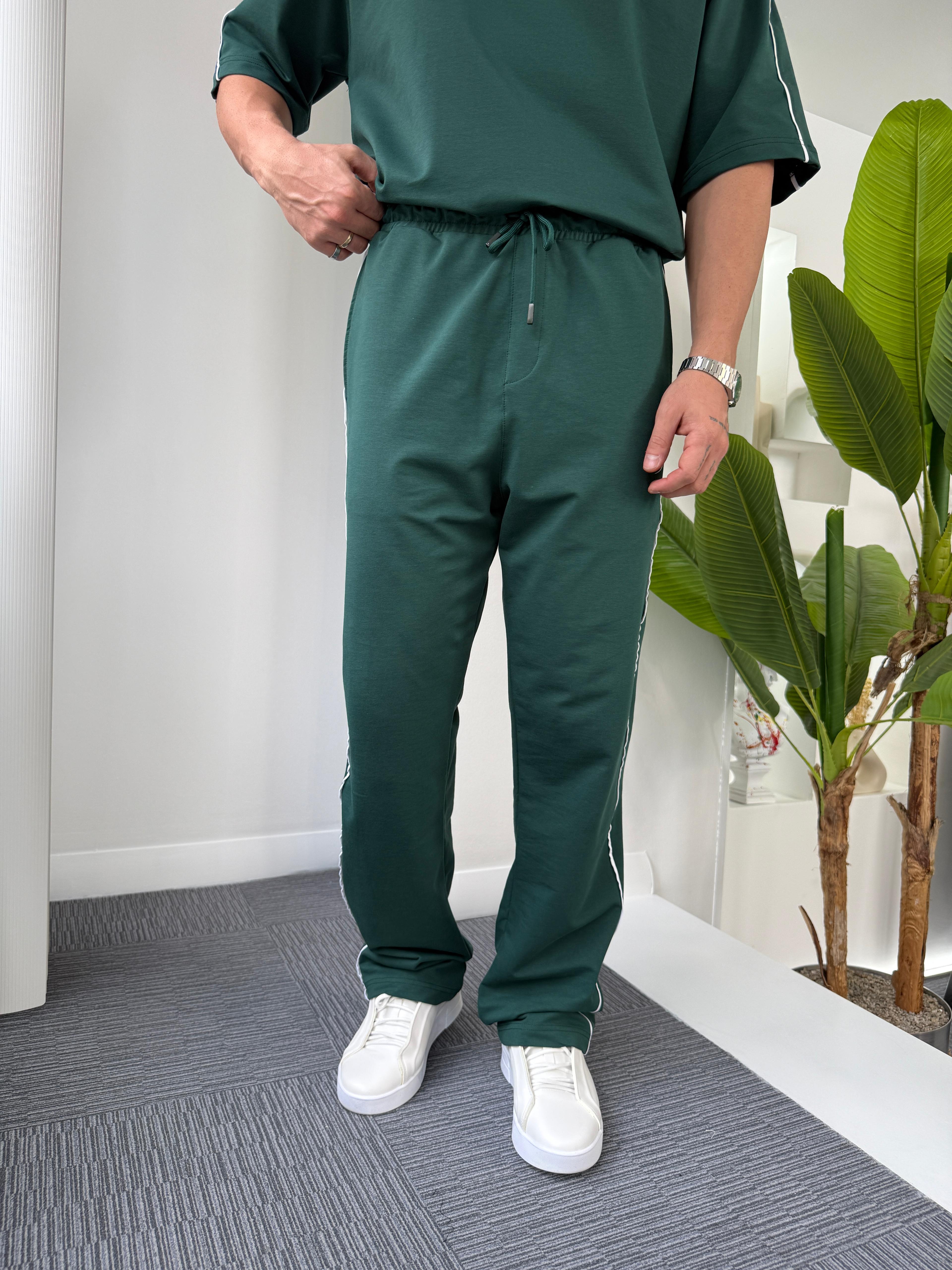 Yeşil 2 İplik RL Baggy Şeritli Eşofman