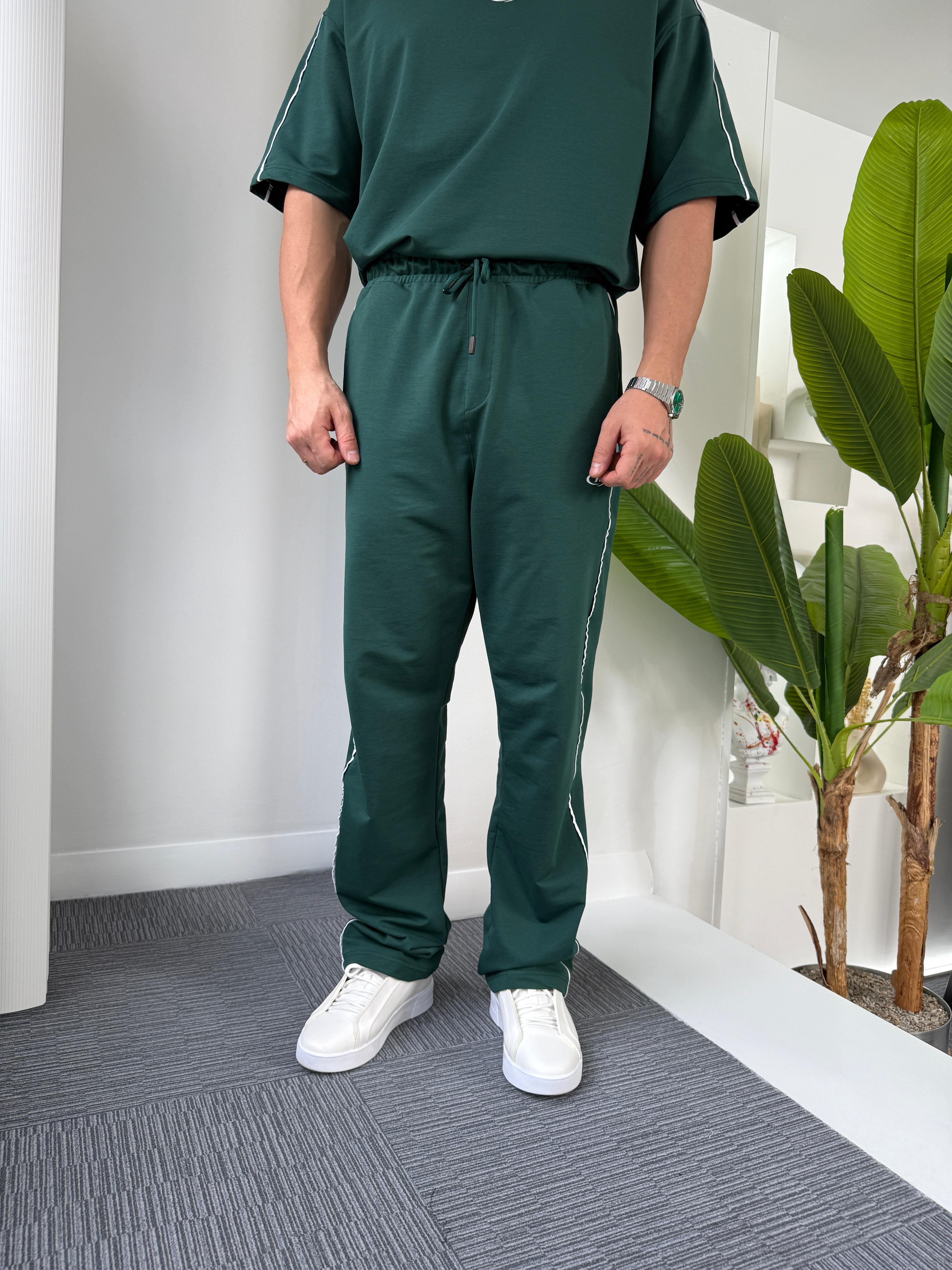 Yeşil 2 İplik RL Baggy Şeritli Eşofman
