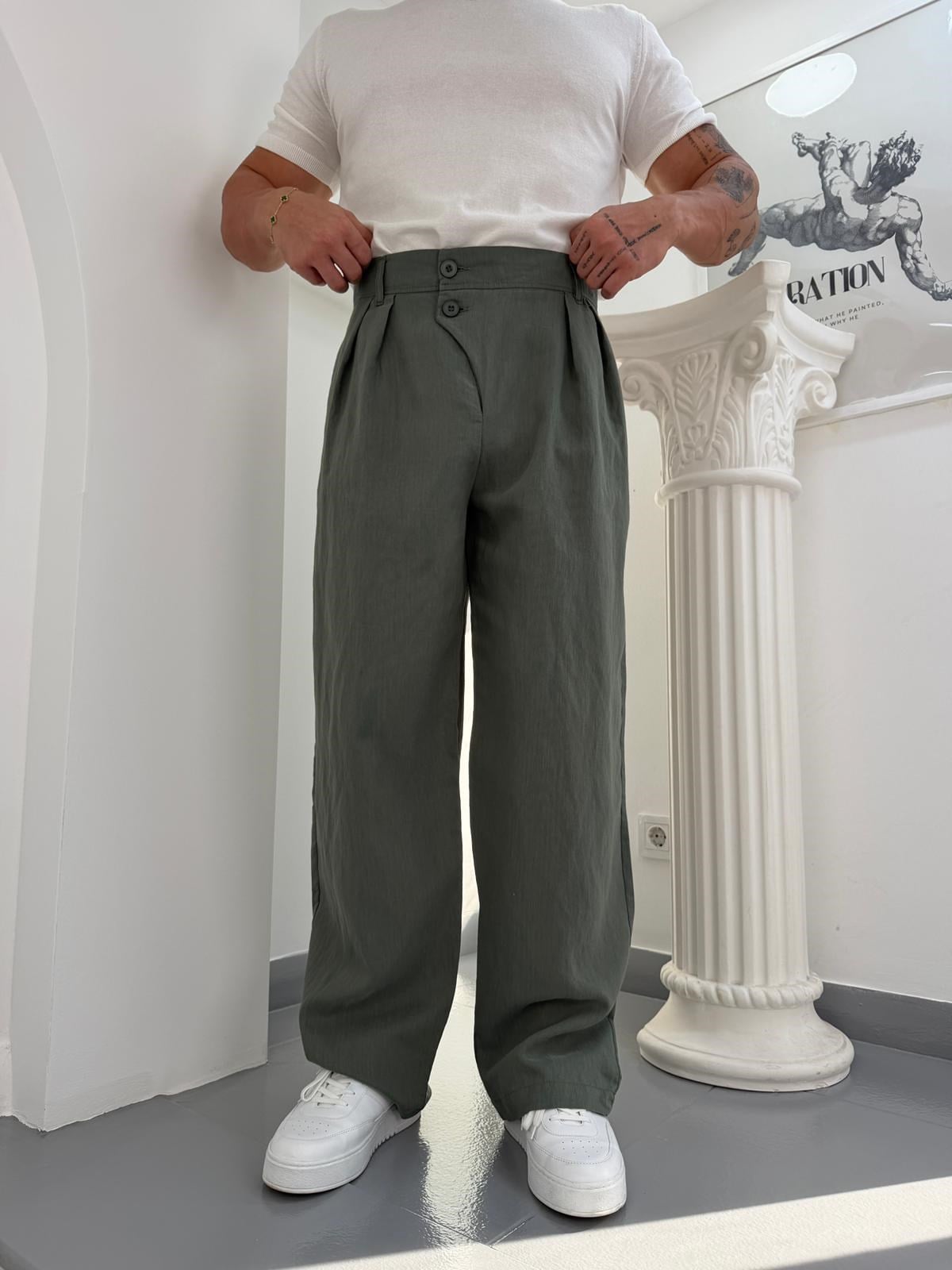 Yeşil GG Lyocel Baggy Pantolon