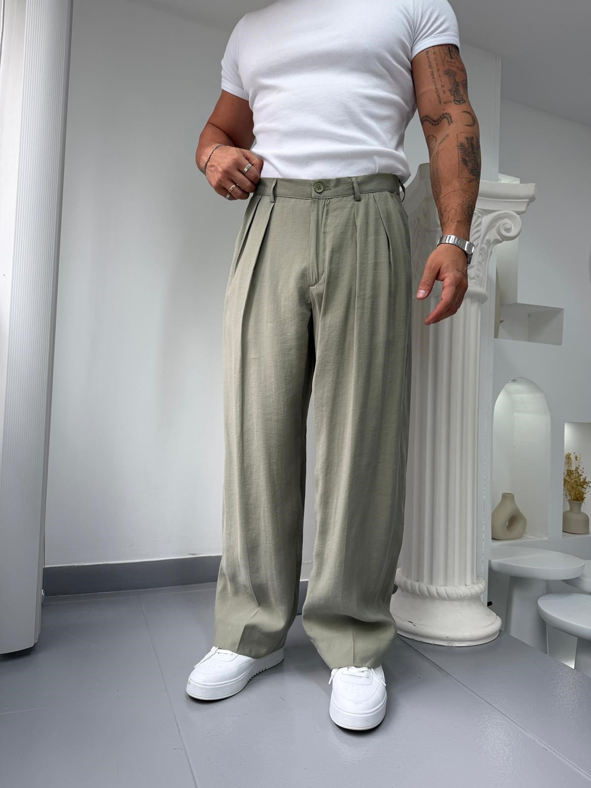 Yeşil GG Modal Kumaş Baggy Pantolon
