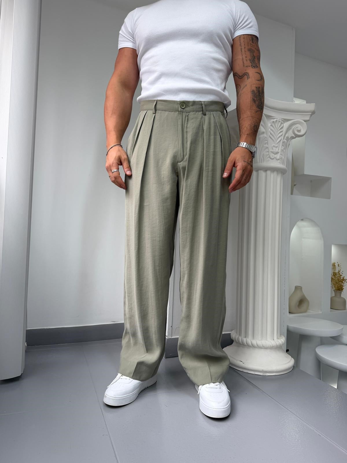 Yeşil GG Modal Kumaş Baggy Pantolon