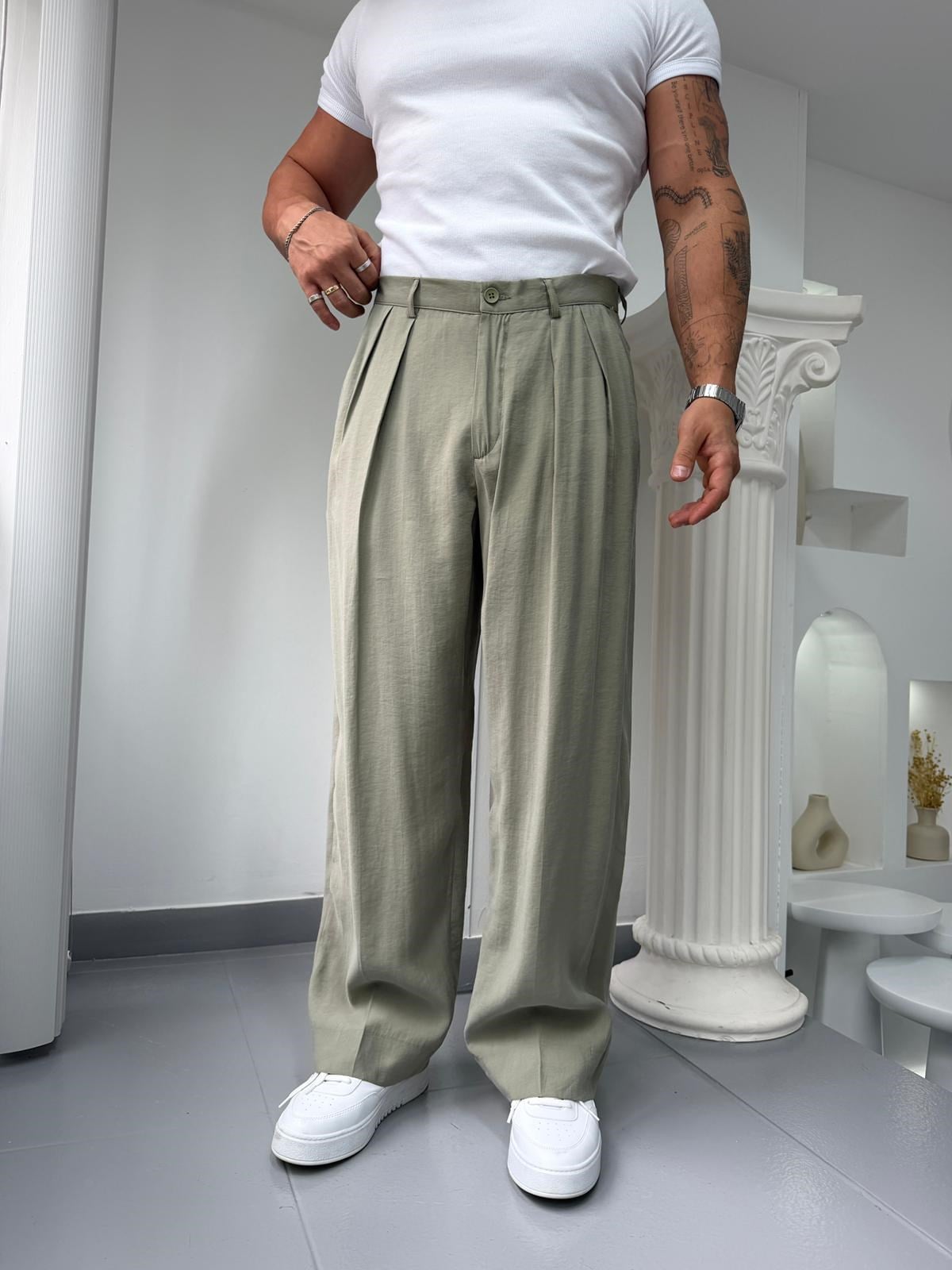 Yeşil GG Modal Kumaş Baggy Pantolon