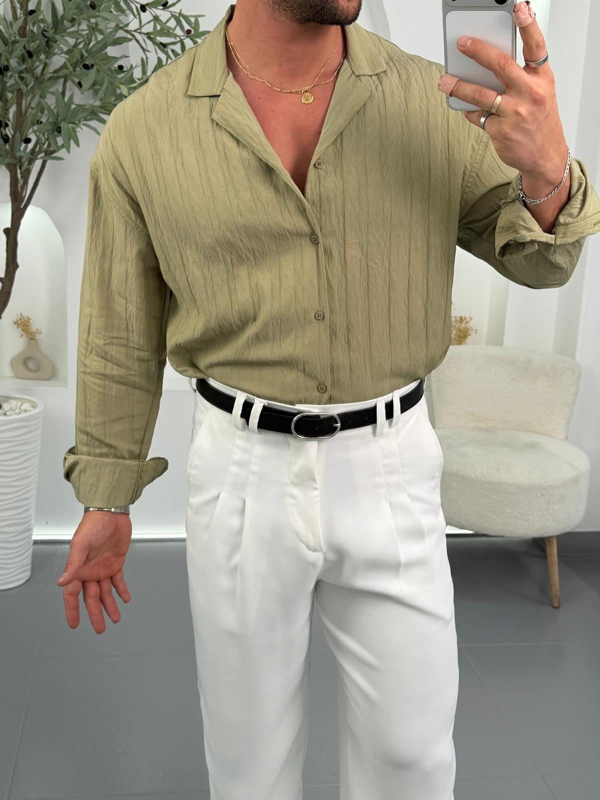 Yeşil Mr Midnight Flow Regular Fit Gömlek