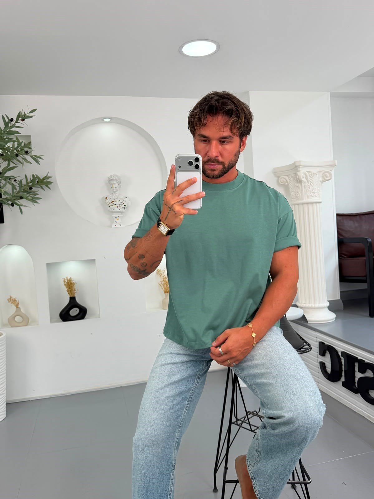Yeşil RL Boxy Fit Basic Tshirt