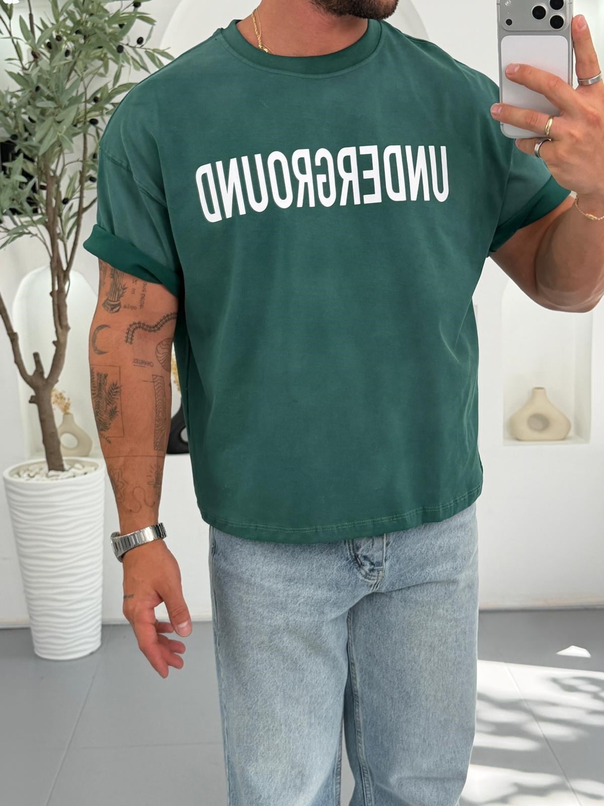 Yeşil RL Underground Yıkamalı Boxy Fit Tshirt