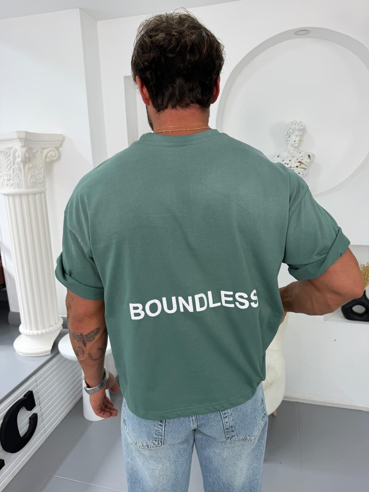 Yeşil RL Yıkamalı Boundless Crop Fit Tshirt