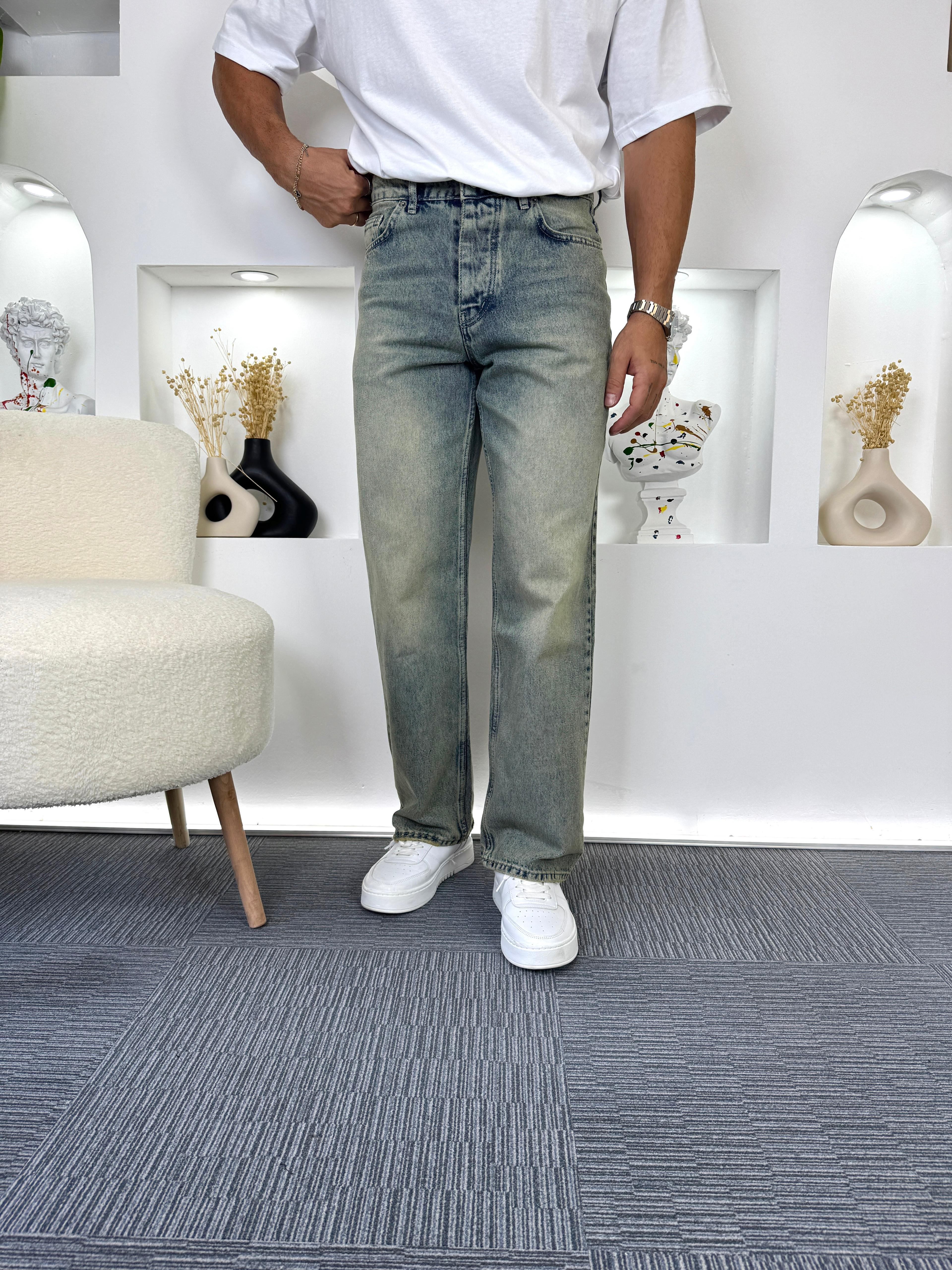 Yeşil Yıkamalı GG Regular Jean