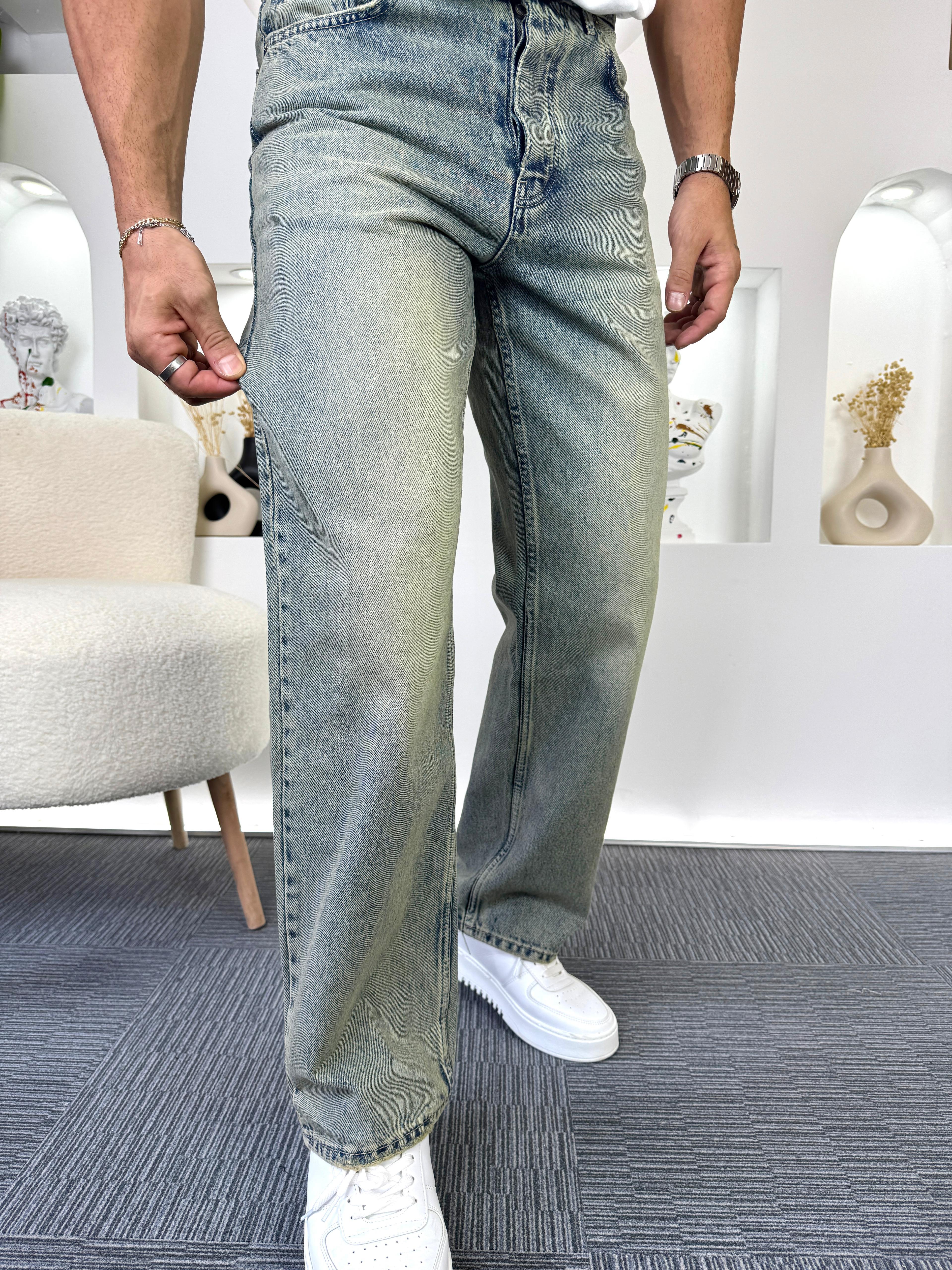 Yeşil Yıkamalı GG Regular Jean