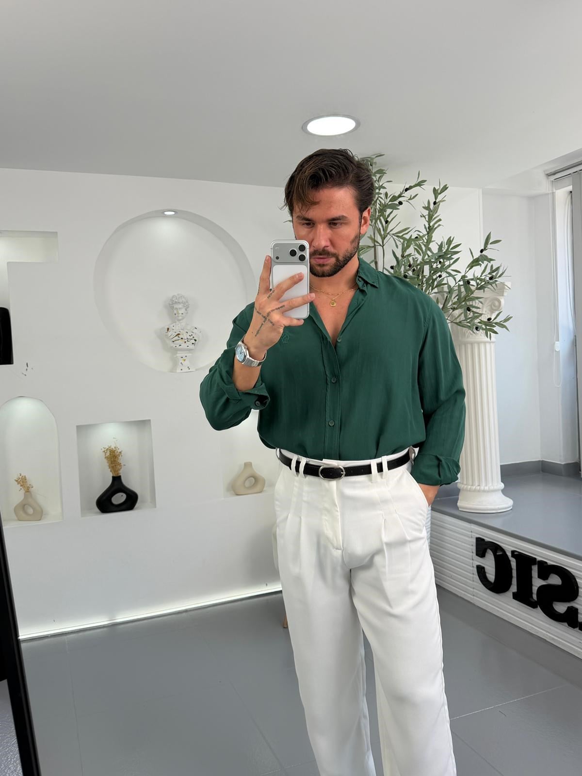 Zümrüt GG Regular Kalıp Basic Tensel Gömlek