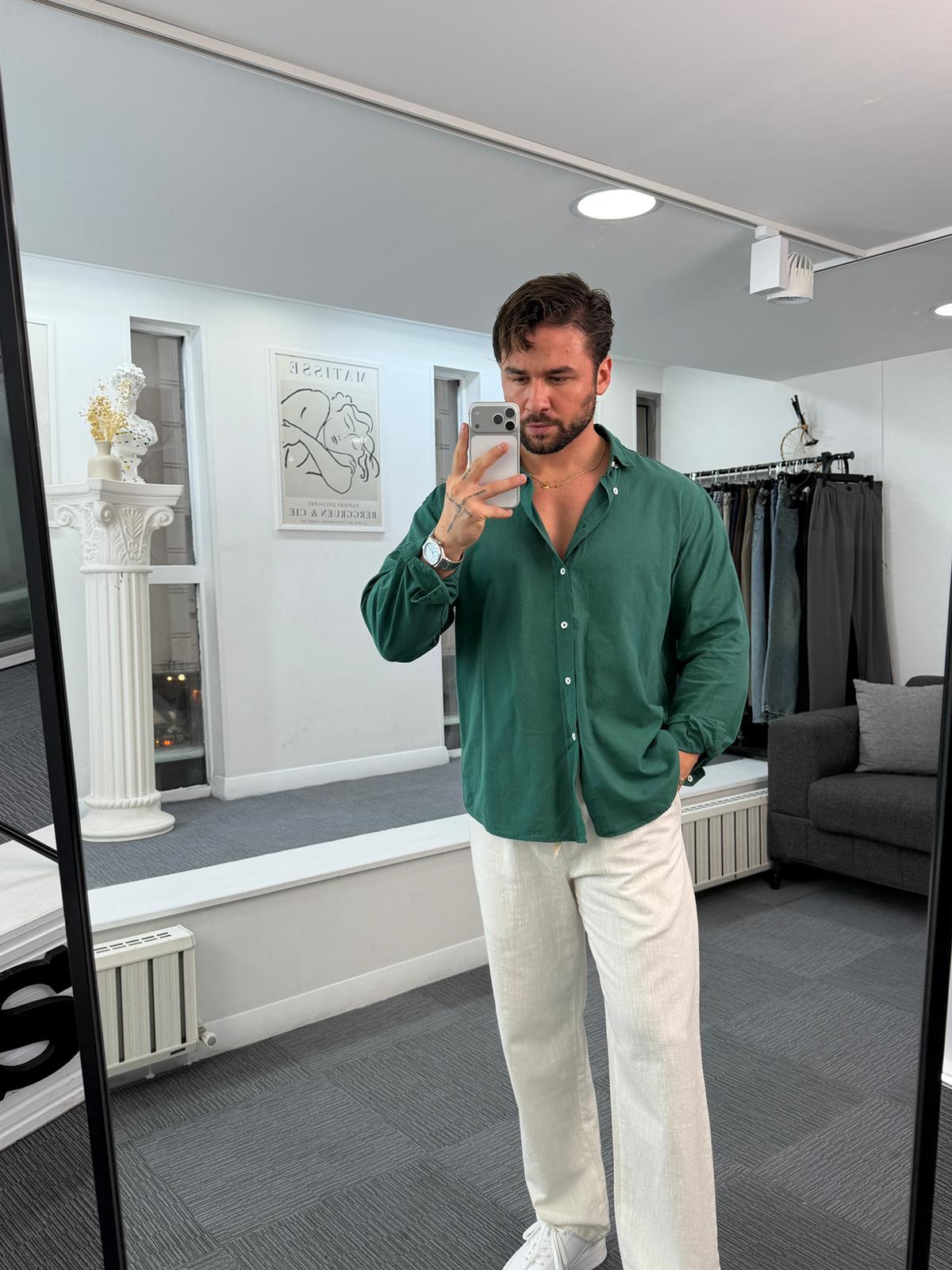 Zümrüt Giesto Oversize Fresh Keten Gömlek
