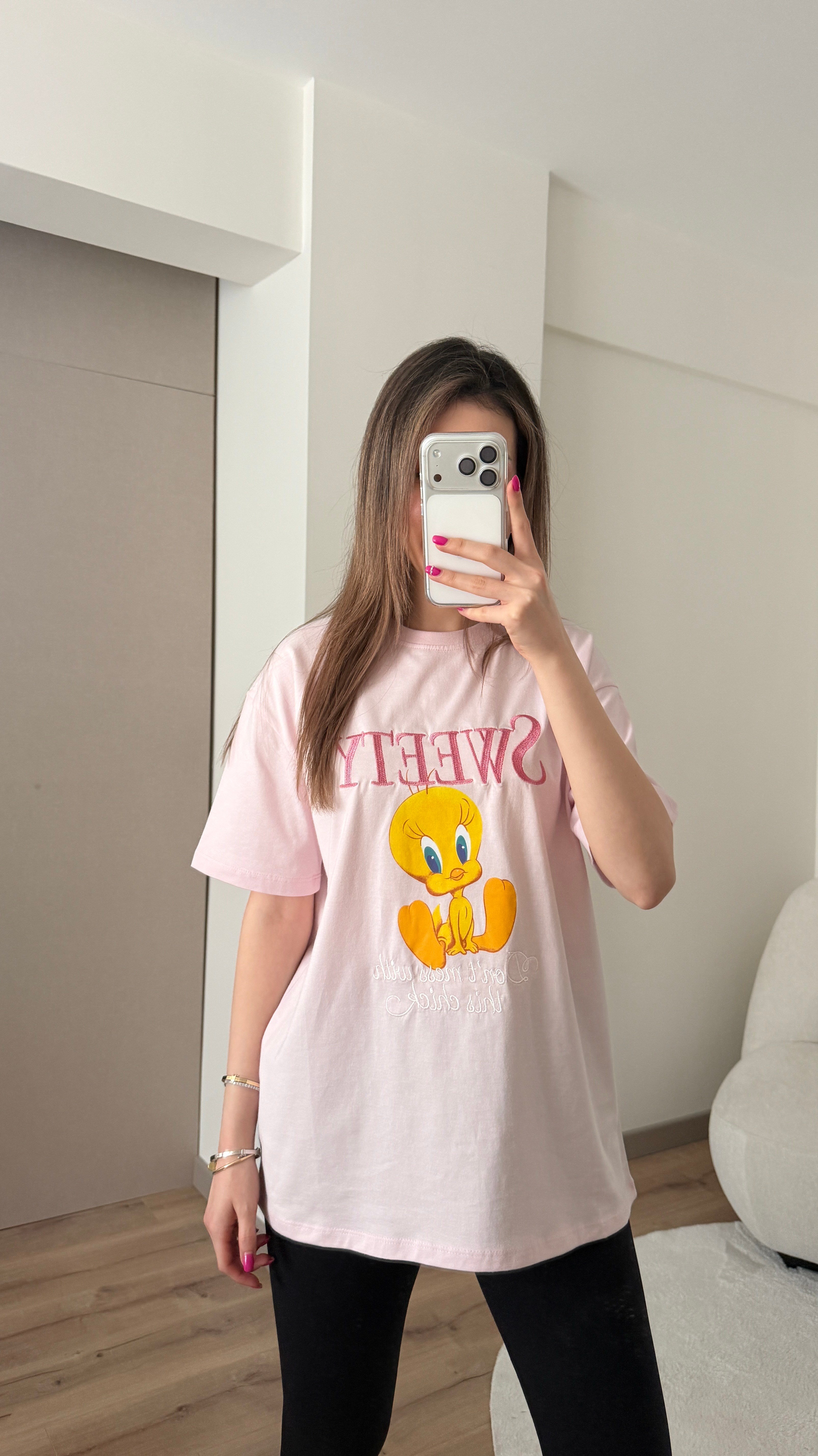 %100 PAMUK SWEETY BASKILI TSHİRT