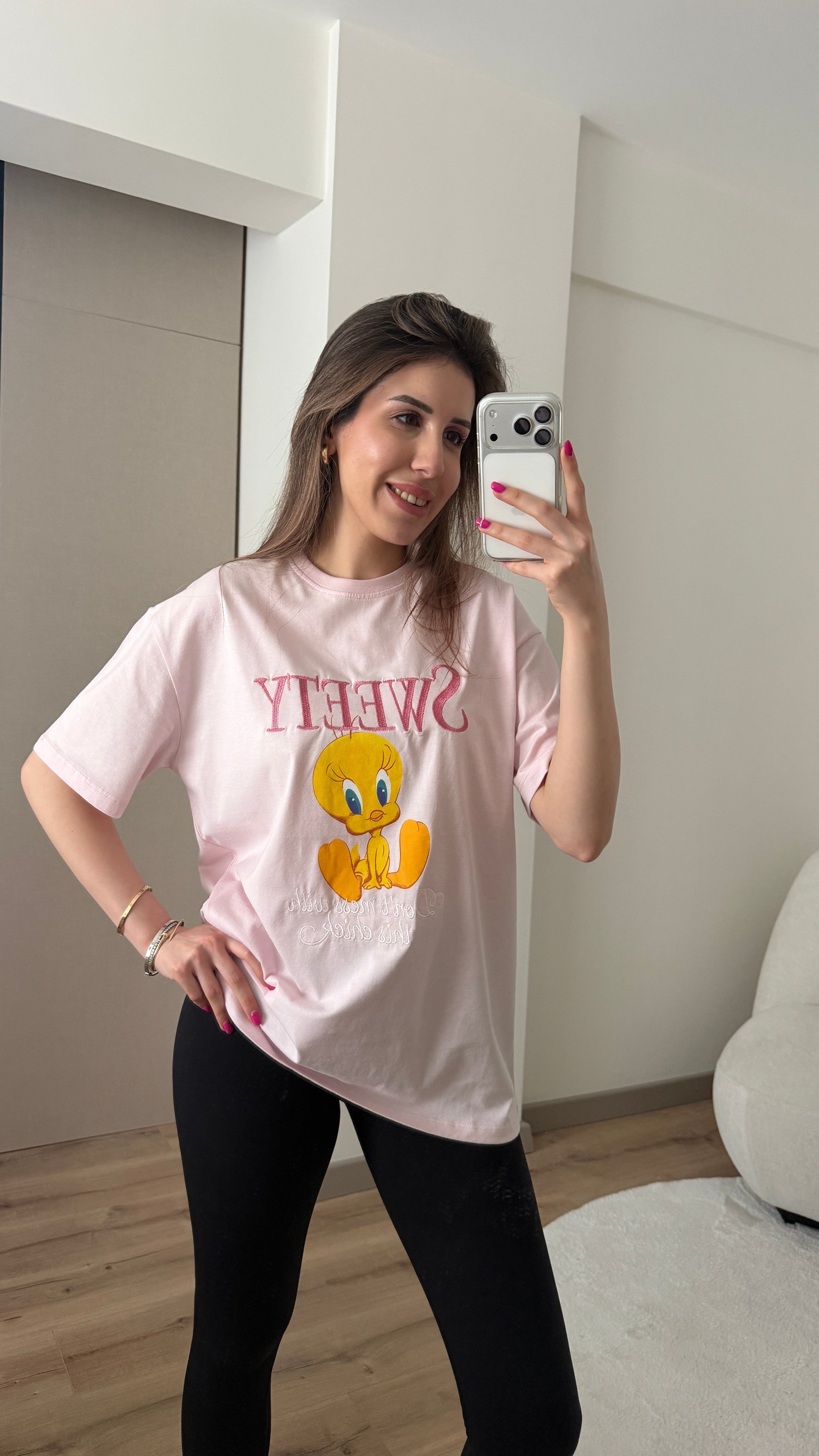 %100 PAMUK SWEETY BASKILI TSHİRT
