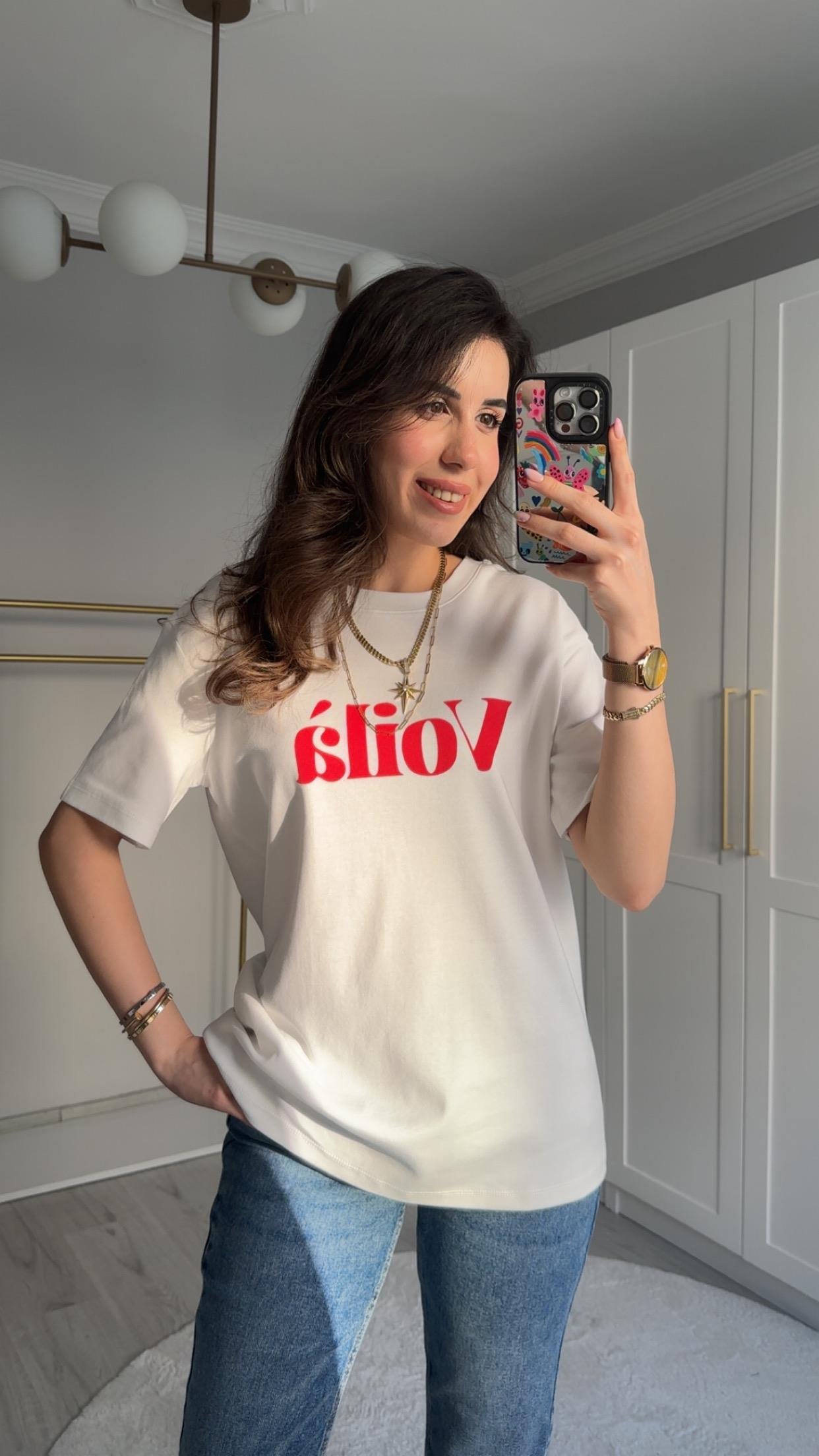 %100 PAMUK VOİLA BEYAZ TİŞÖRT
