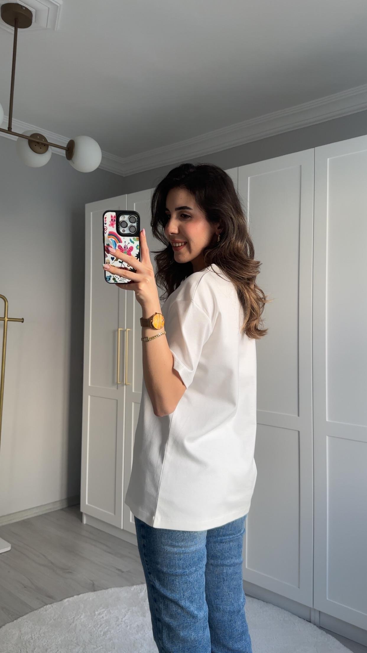 %100 PAMUK VOİLA BEYAZ TİŞÖRT