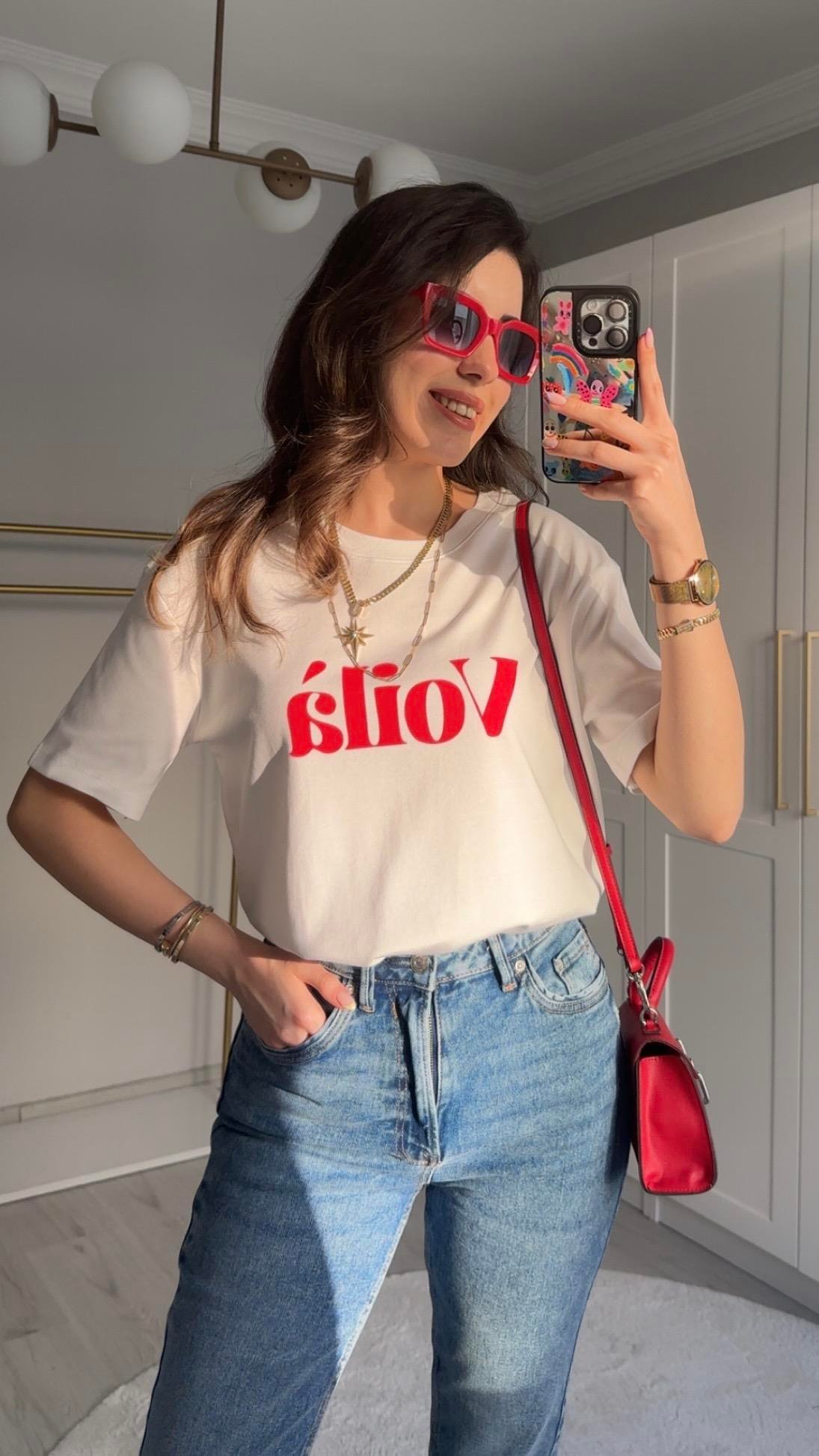 %100 PAMUK VOİLA BEYAZ TİŞÖRT